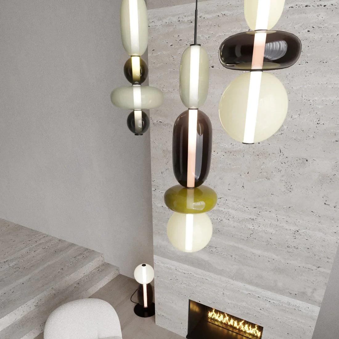 Stylish Candied Glass Pendant Light Set - Modern Hanging Fixture for Dining Room, Kitchen Island & Bedroom Decor