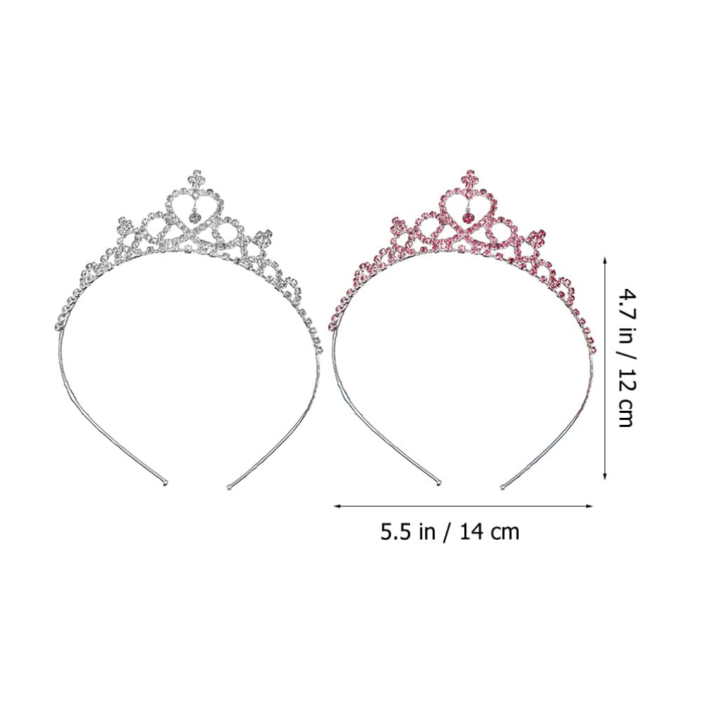 2PCS Rhinestone Crown Headbands for Kids & Girls - Sparkly Tiaras, Fashion Headdress, Hair Hoops for Birthday Parties, Pageants & Dress-Up Play