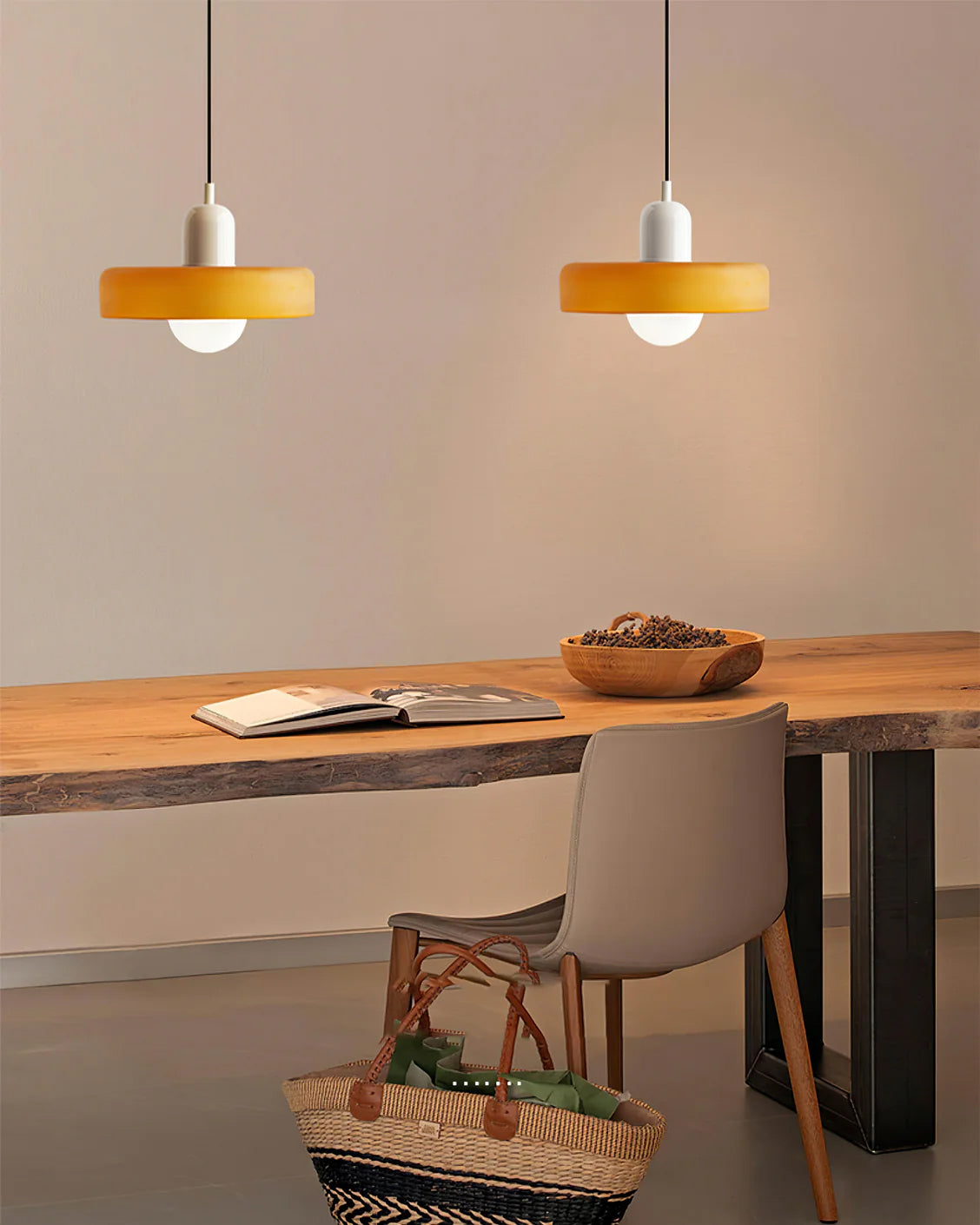 Modern Disc Orb Pendant Light Fixture - Sleek Minimalist Ceiling Lighting for Dining Room, Kitchen, Bedroom & Living Room Decor