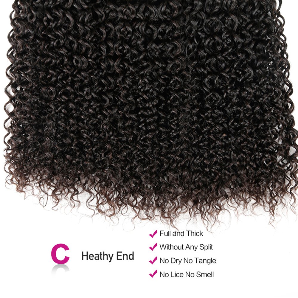 8A Brazilian Virgin Hair Kinky Curly Bundles - 3 Pack Unprocessed Human Hair Weave Extensions (22