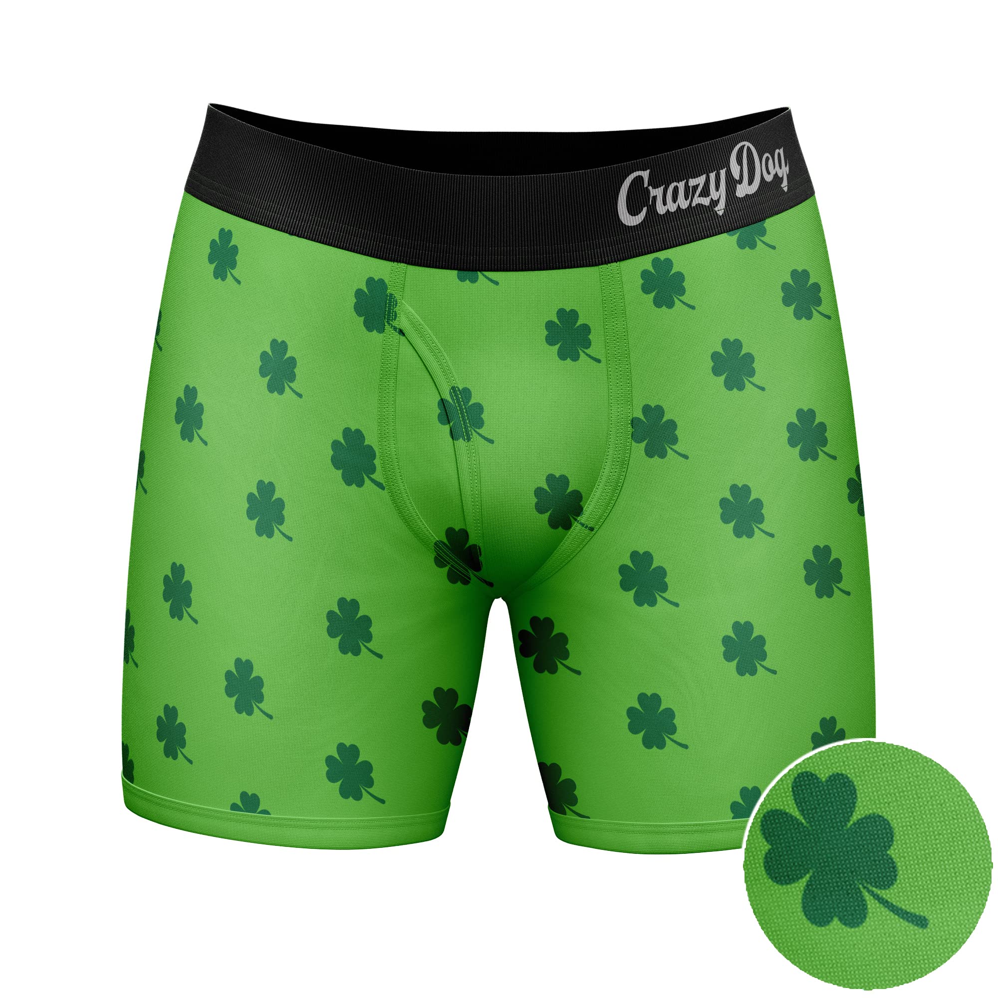 Funny St. Patrick's Day Boxer Shorts for Men - Crazy Dog Shamrock Shenanigans Graphic Underwear | Perfect for Irish-Themed Parties & Gifts