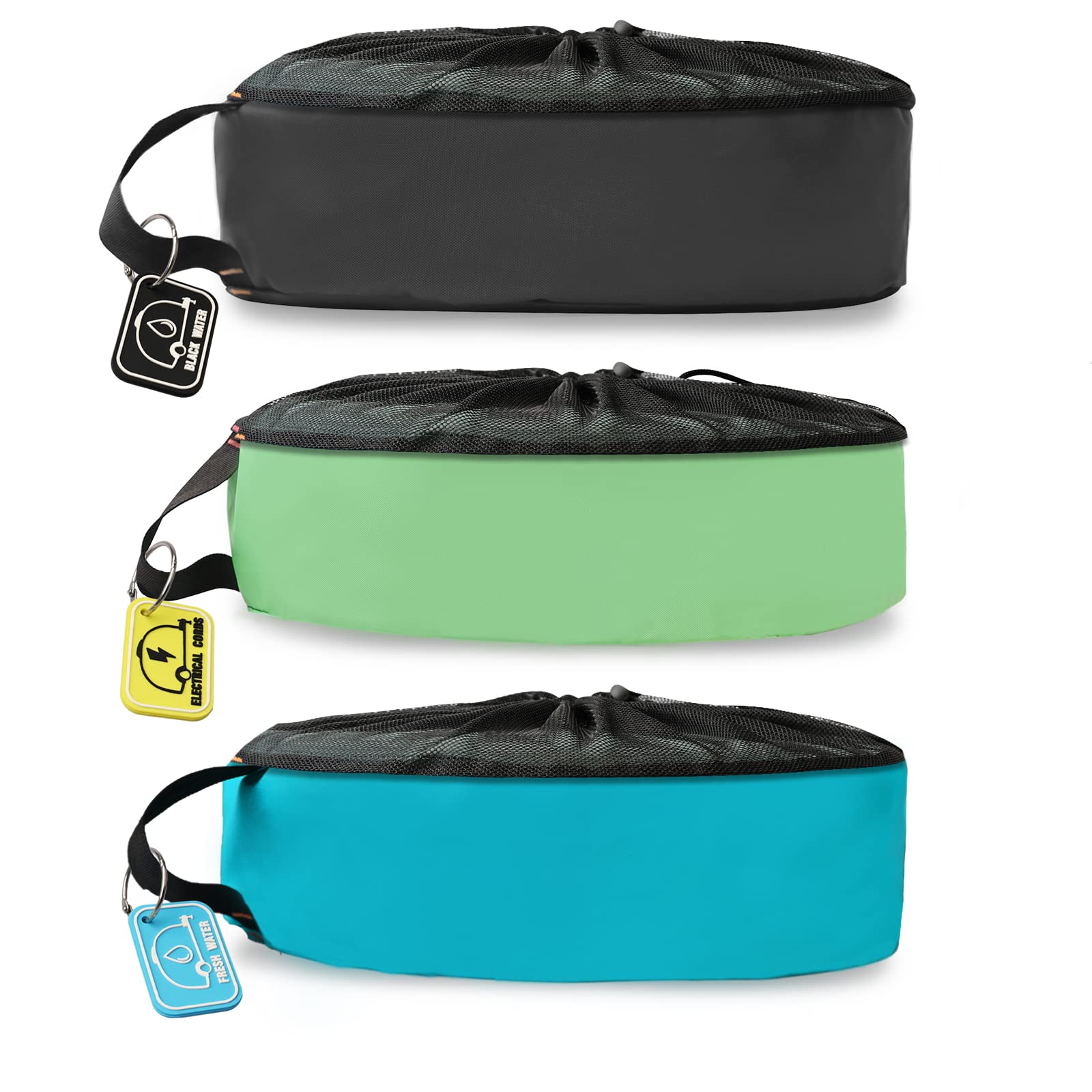 RVMATE RV Hose Storage Bags 3 Pack - Waterproof RV Accessory Organizer for Electrical Cords, Fresh Water Hoses & Sewer Hoses with ID Tags | Perfect for RV Camping, Travel & Outdoor Storage Organization