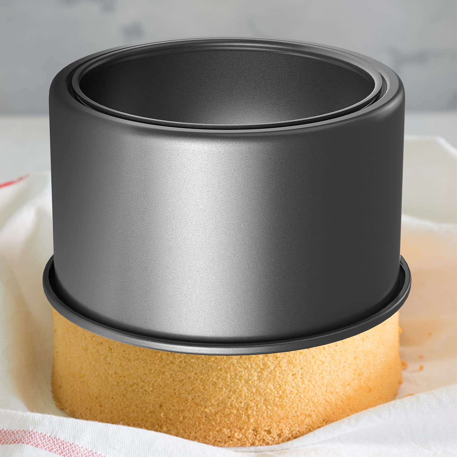 CHEFMADE 6-Inch Round Cake Pan with Removable Bottom - Nonstick Quick Release Coating for Chiffon, Cheesecake & Baking - Oven & Instant Pot Safe - Perfect for Birthdays, Parties & Home Baking (Black)