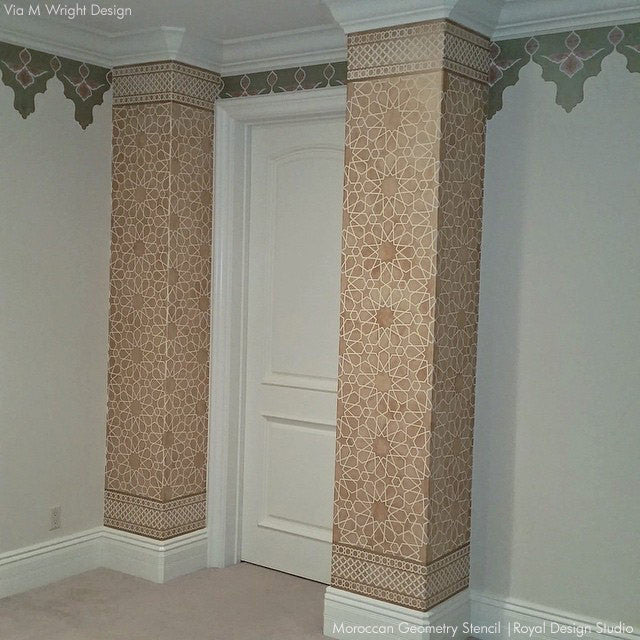 Moroccan Geometric Stencil Set for DIY Wall Art, Home Decor, and Craft Projects | Reusable Painting Template for Walls, Furniture, and Fabric