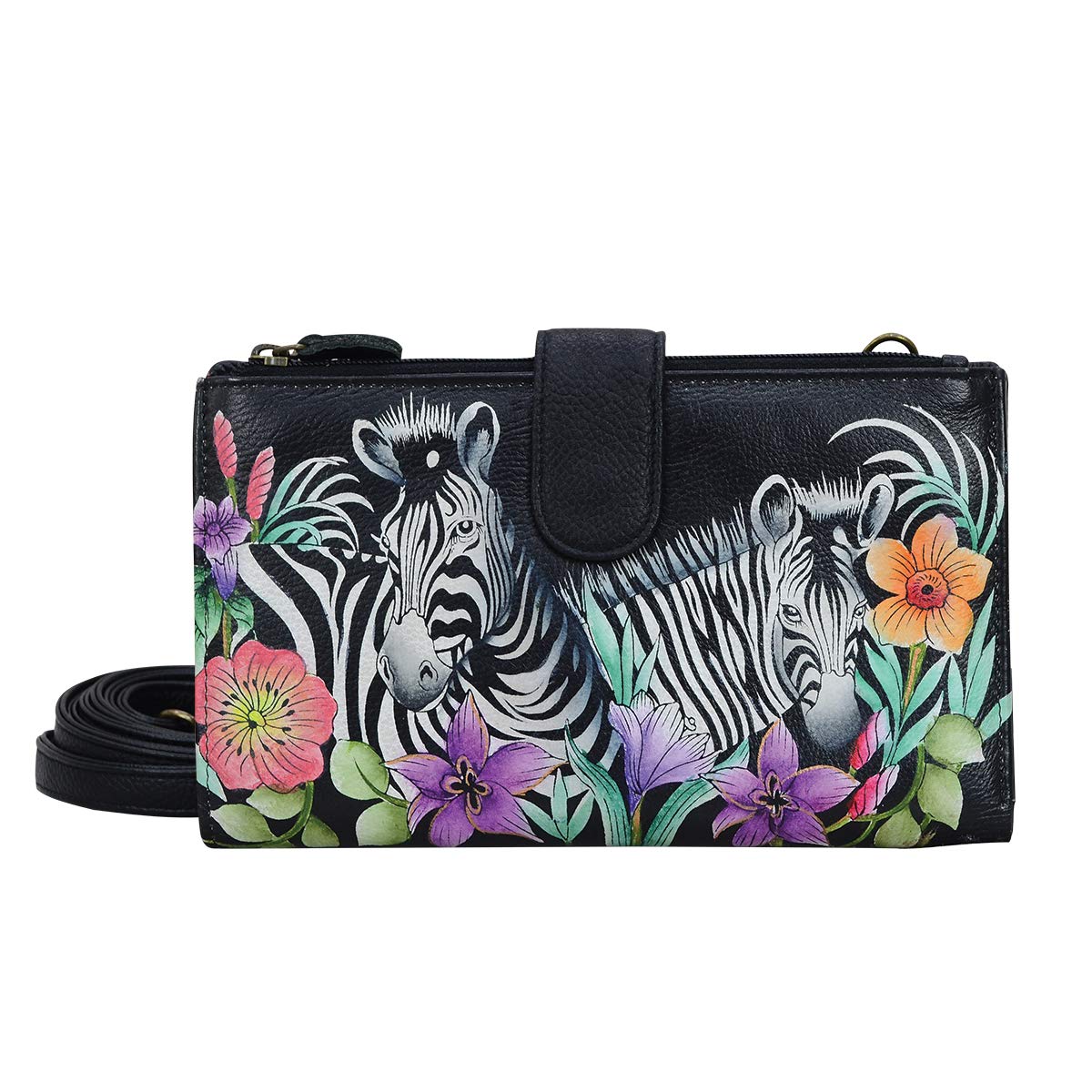 Anuschka Handpainted Leather Large Smartphone Wallet Case for Women - Perfect for iPhone & Android Phones | Stylish & Functional Crossbody Purse for Everyday Use, Travel & Shopping