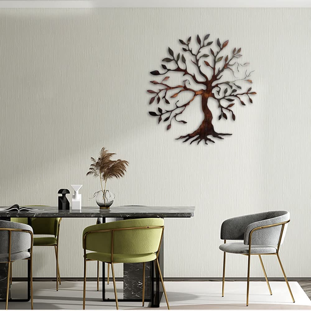 JILIP Olive Tree Metal Wall Art - 3D Abstract Metal Tree Sculpture for Home & Office Decor, 35cm/13.8 Inch - Perfect for Living Room, Bedroom, or Office Wall Decoration