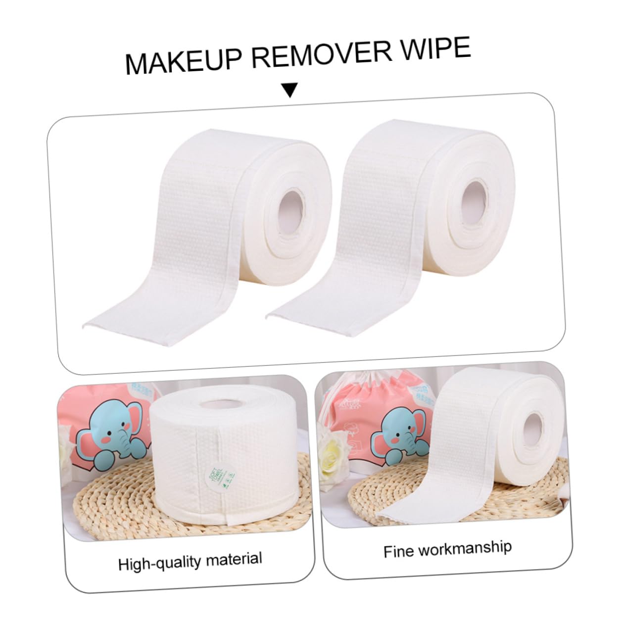 2 Rolls Disposable Makeup Remover Towels - Soft Facial Cleansing Wipes for Gentle Makeup Removal & Skin Care | Perfect for Travel, Gym & Daily Beauty Routine