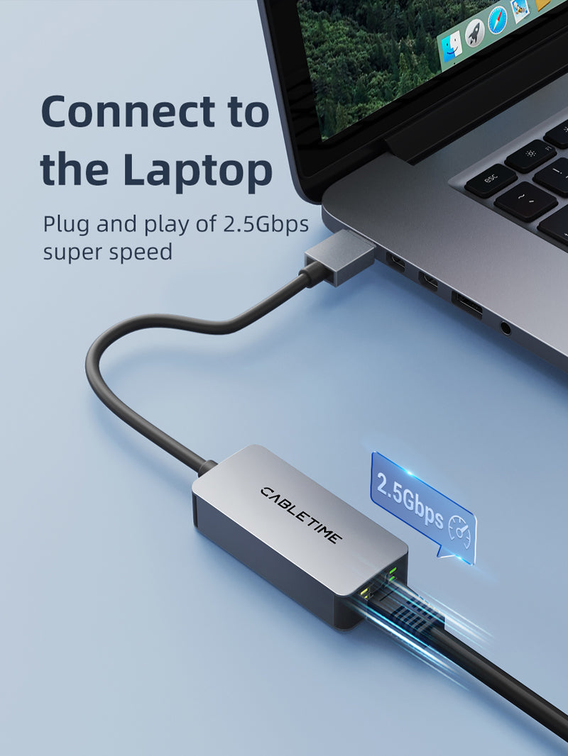 2.5Gbps USB 3.0 to RJ45 Gigabit Ethernet Adapter for Laptop, MacBook Air/Pro, Dell XPS - High Speed Wired Internet Connection for Gaming, Streaming & Remote Work