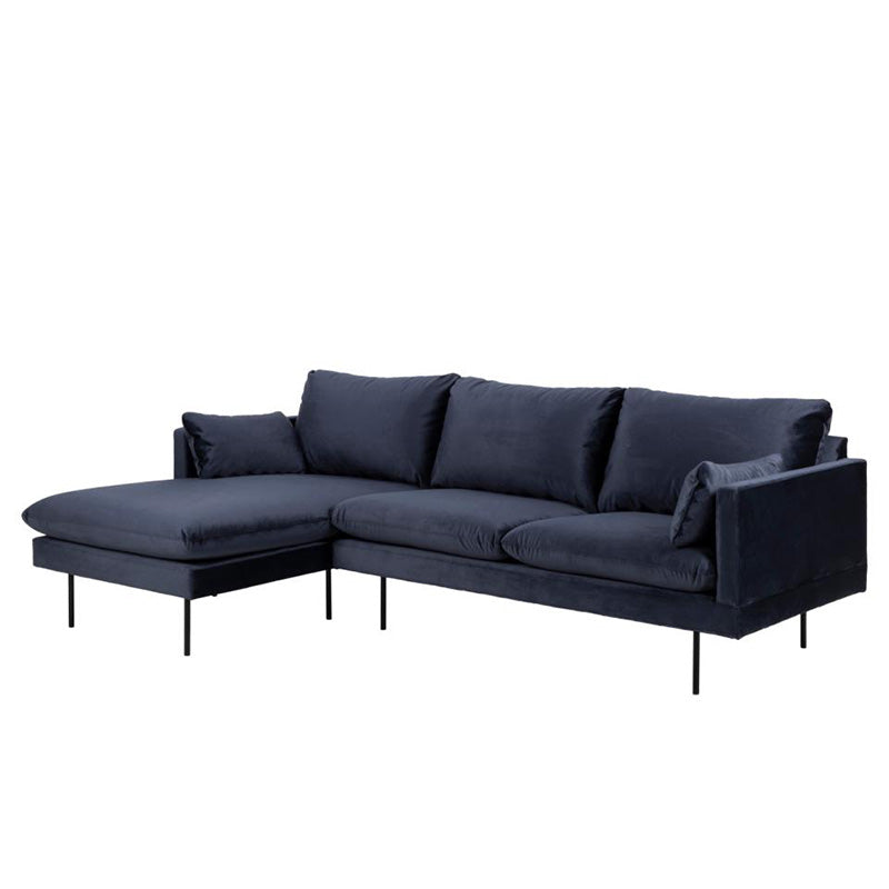 AKEMI 3-Seater Sofa with Left Chaise Lounge - Modern Blue Fabric Sectional Couch for Living Room, Family Room & Apartment Decor