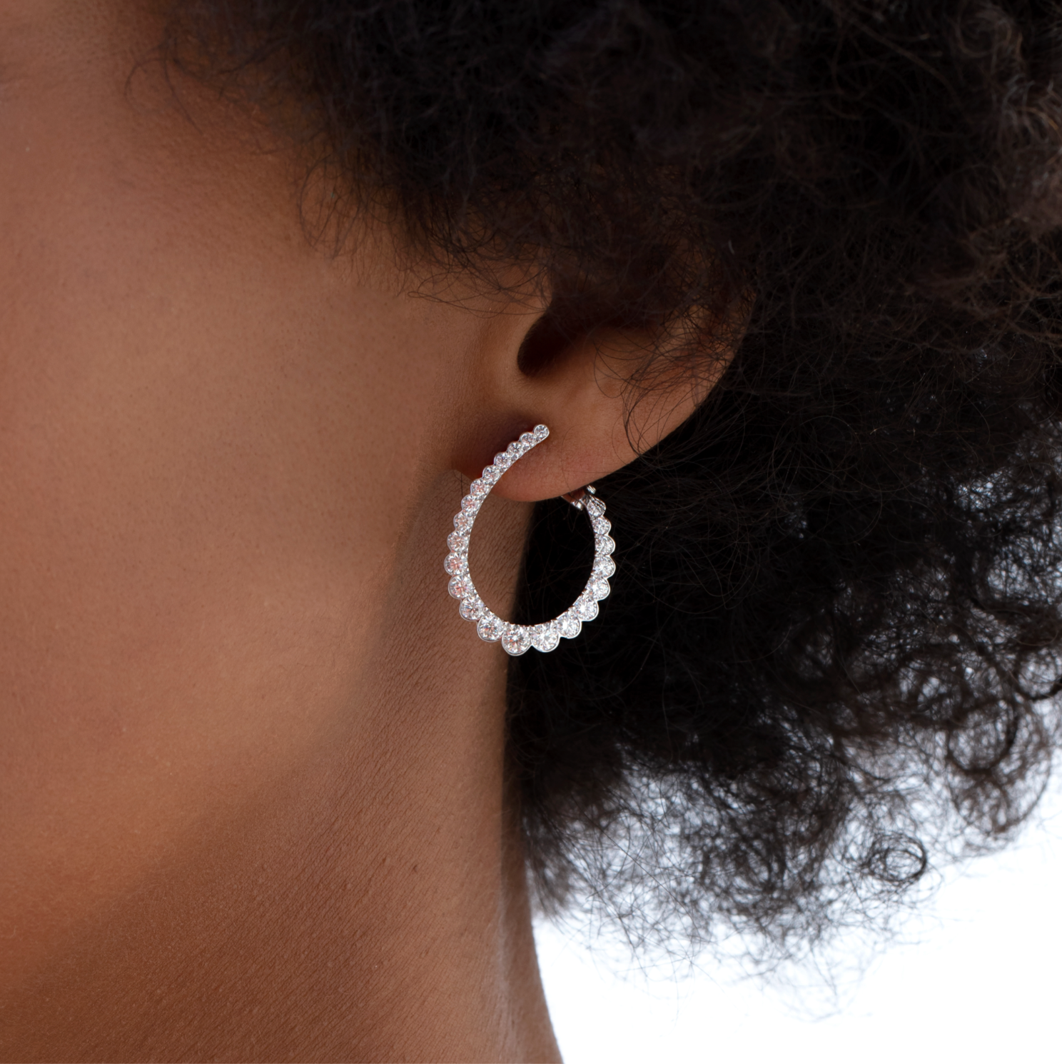 Elegant Aerial Regal Diamond Hoop Earrings - Medium Size | Perfect for Weddings, Parties & Special Occasions