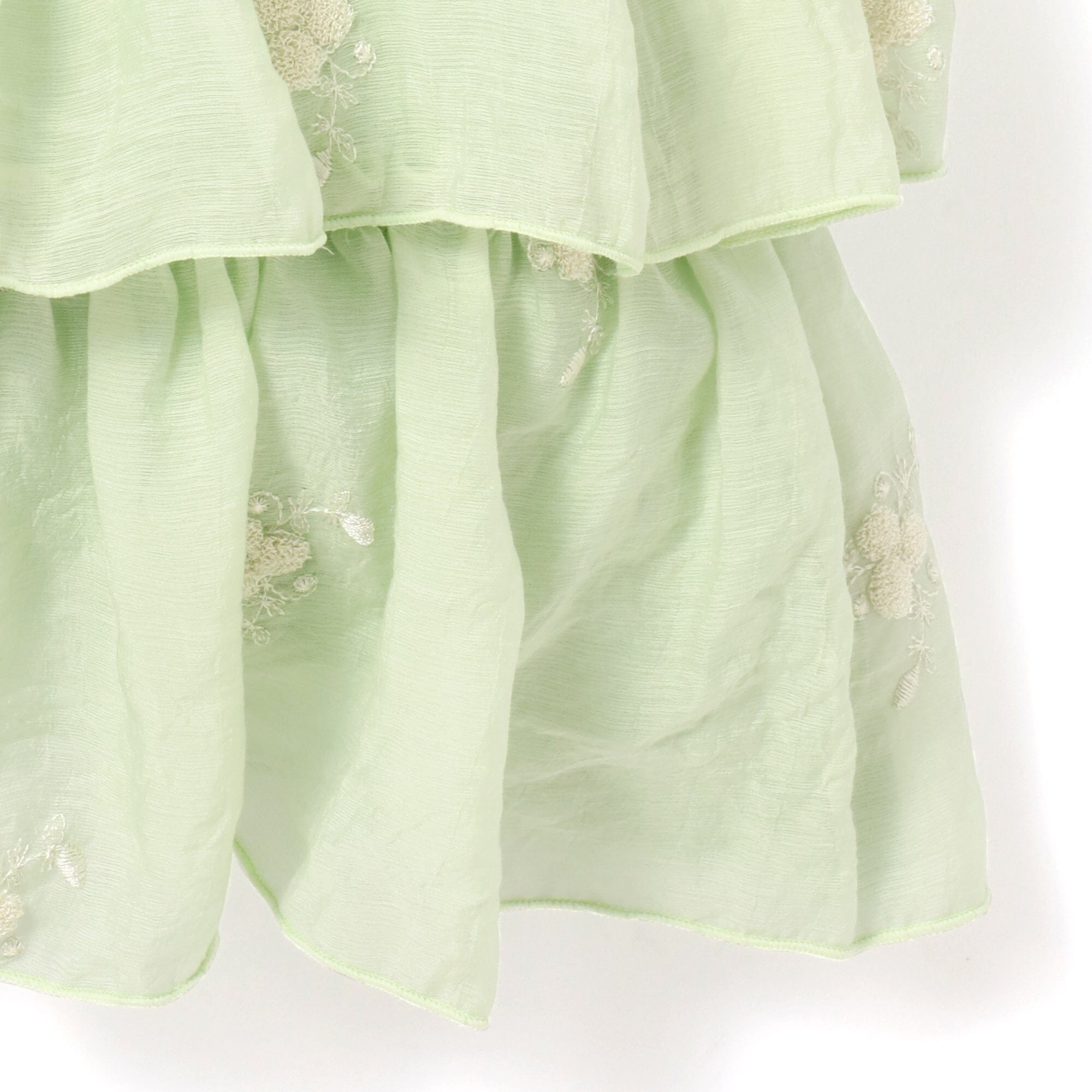Light Green 450x450 Floral Embroidered Frill Cushion Cover - Perfect for Sofa, Bed & Home Decor