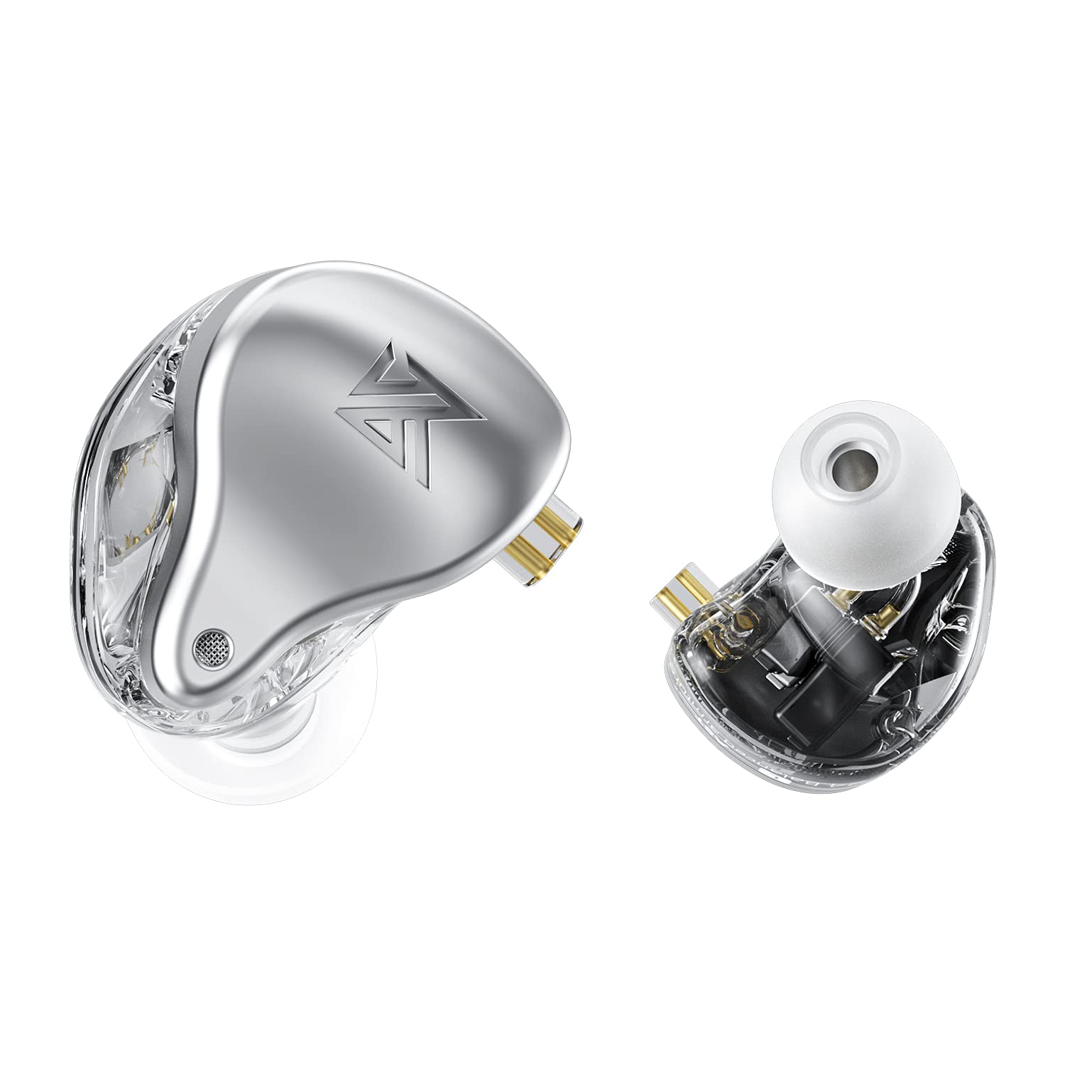 KZ AST Hi-Fi In-Ear Monitor Headphones with Detachable Cable - Noise Canceling Wired Earphones for Sports, Musicians & Audiophiles (Silver, No Mic) - Perfect for Studio Recording, Gaming & Workouts