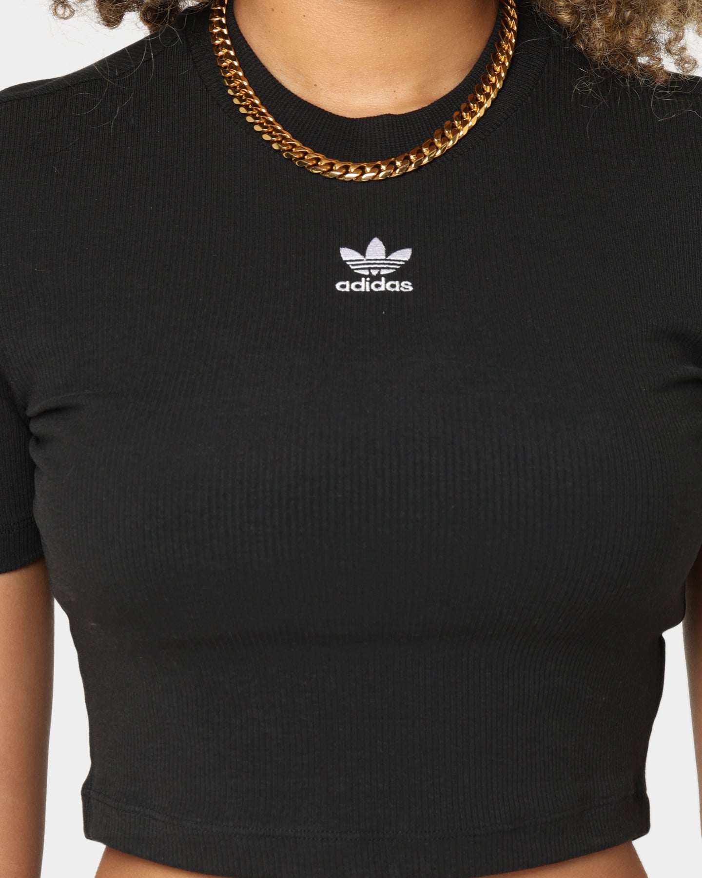 Adidas Women's Cropped T-Shirt - Black | Slim Fit Short Sleeve Athletic Top for Running, Yoga & Casual Wear