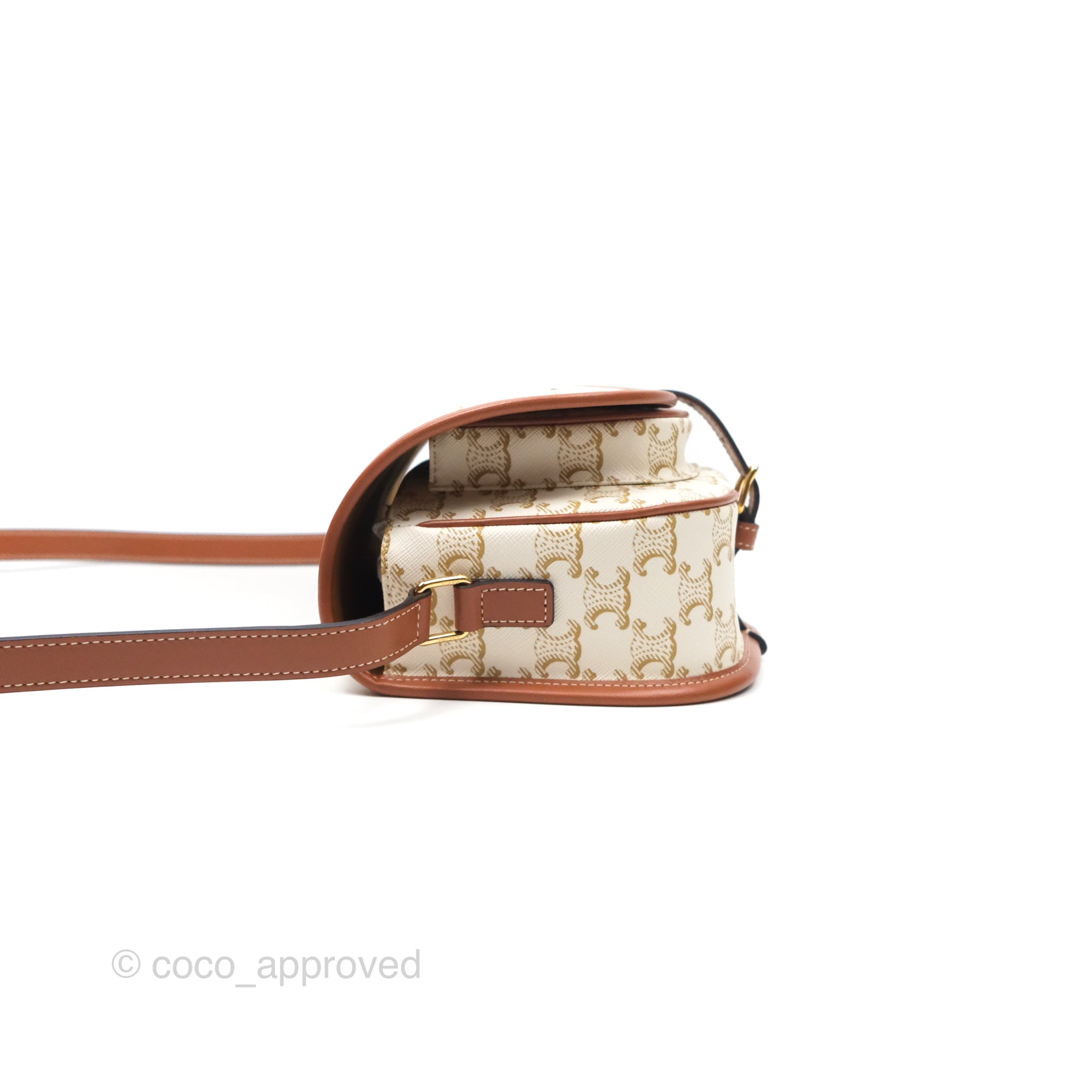 Celine Medium Folco Bag Triomphe Canvas White - Luxury Designer Handbag for Women, Perfect for Work, Travel & Everyday Use
