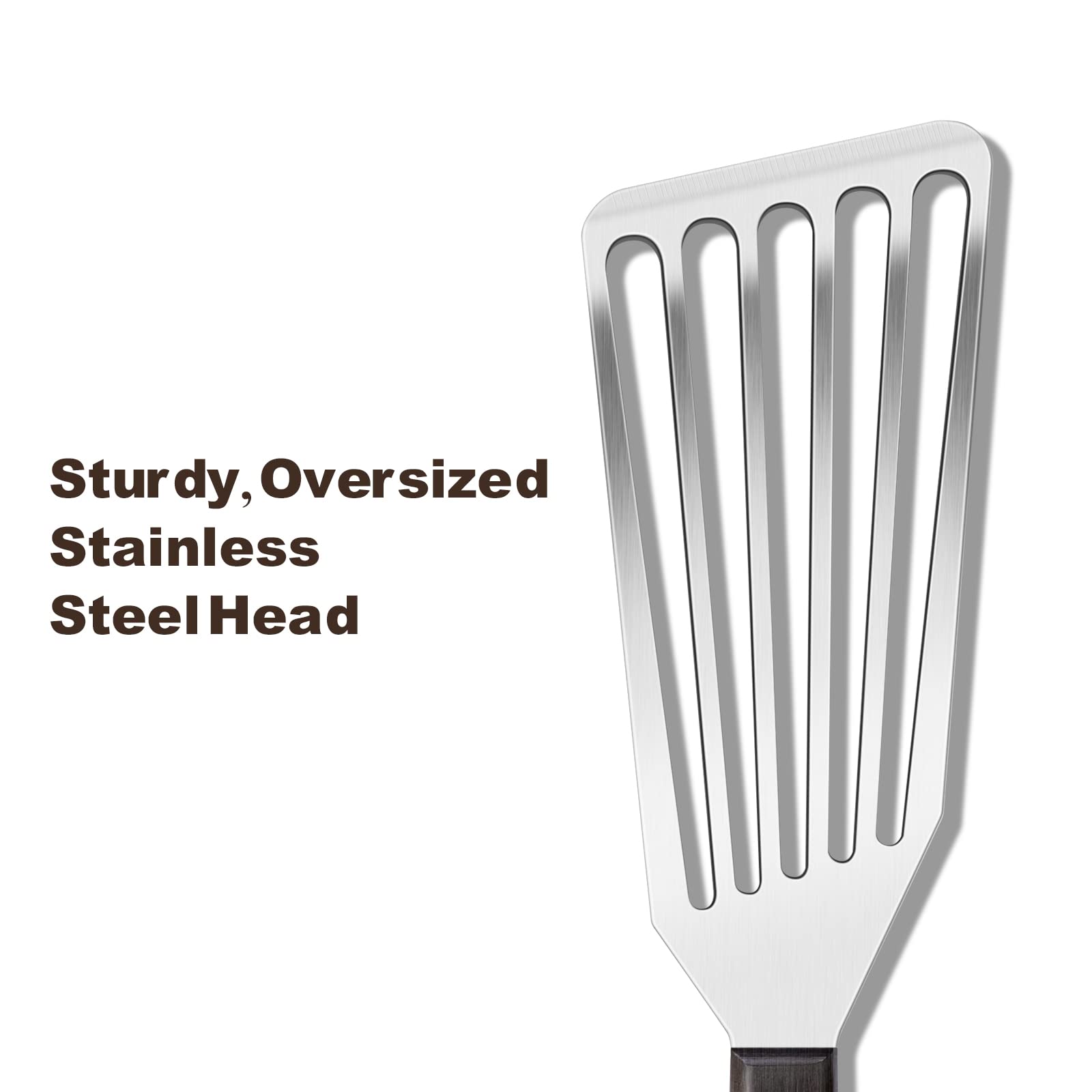 Premium Stainless Steel Fish Spatula with Slotted Design & Sloped Head - Perfect for Flipping Delicate Foods, Fish, Eggs, Patties & Fries - Ideal for Grilling, Cooking & Serving at Home, Restaurants or Outdoor BBQs