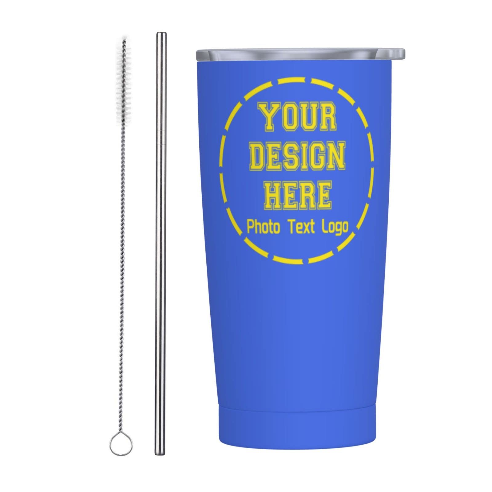 Custom 20 oz Stainless Steel Tumbler with Personalized Text & Photo - Insulated Travel Mug for Hot/Cold Drinks - Perfect Gift for Kids, Adults & Family - Great for Office, School, Camping & Road Trips