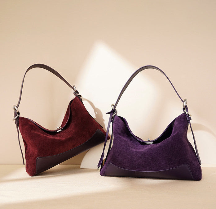 Stylish Suede Leather Shoulder Bag for Women - Fashionable Crossbody Purse with Adjustable Strap - Perfect for Work, Travel & Everyday Use