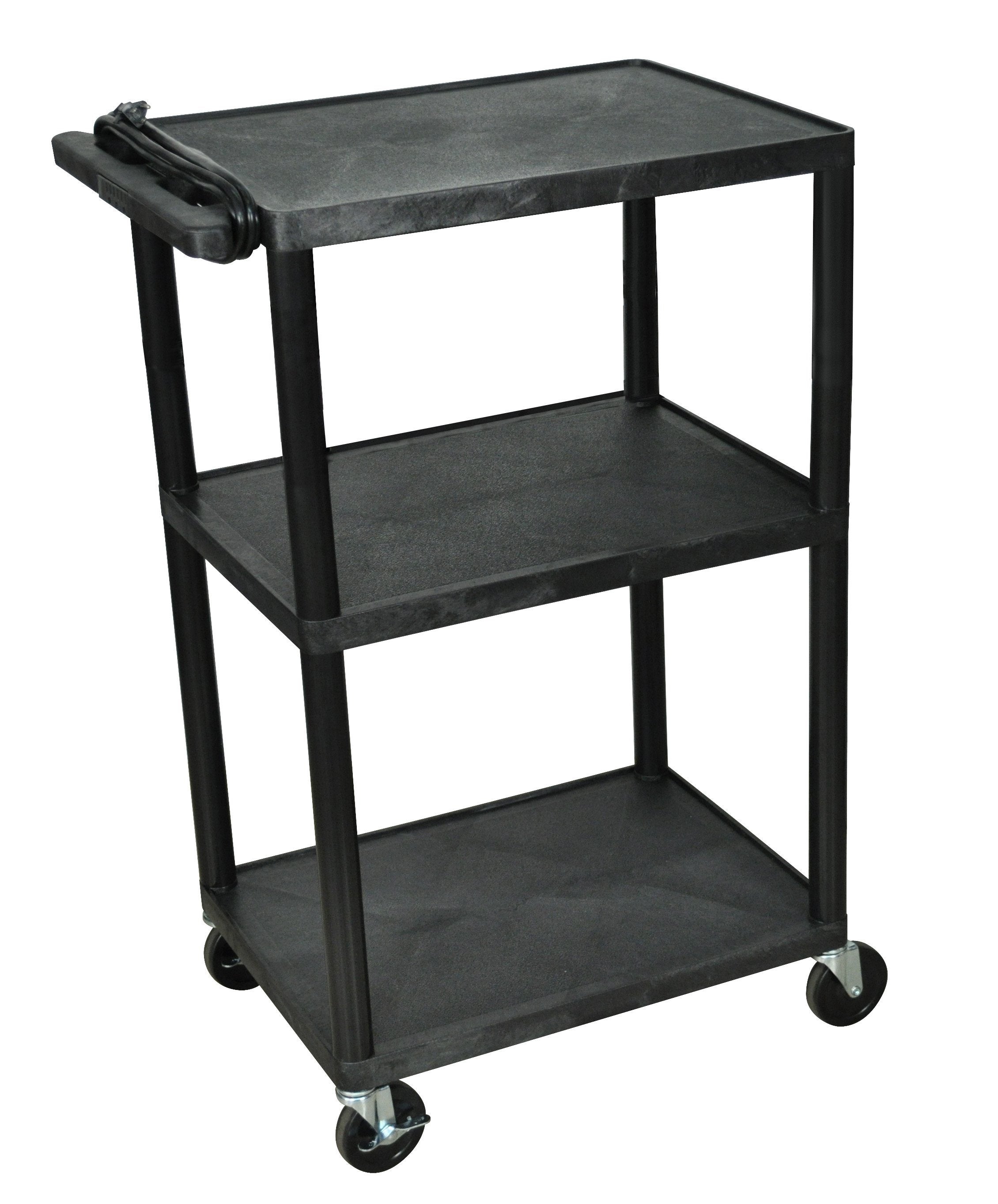 Luxor Endura Black 3-Tier Rolling Utility Cart 42