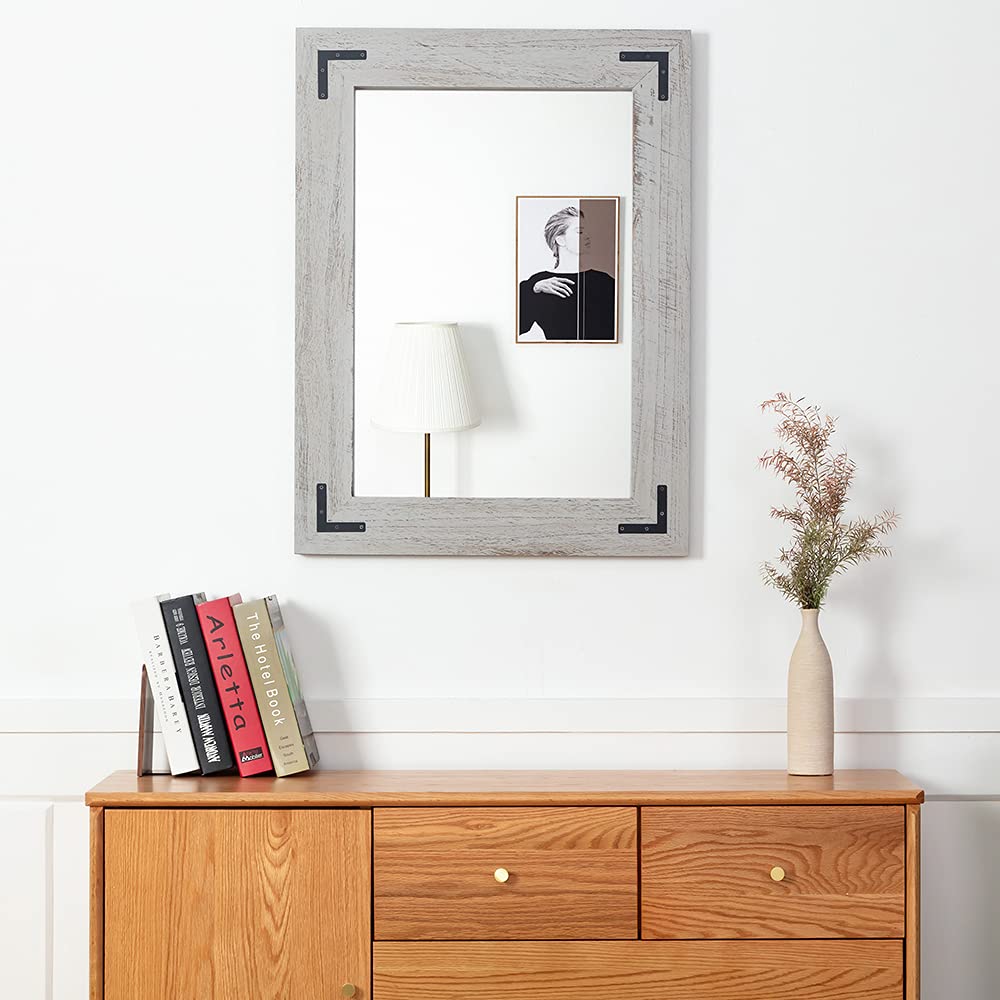 YOSHOOT Rustic Wooden Framed Wall Mirror 32