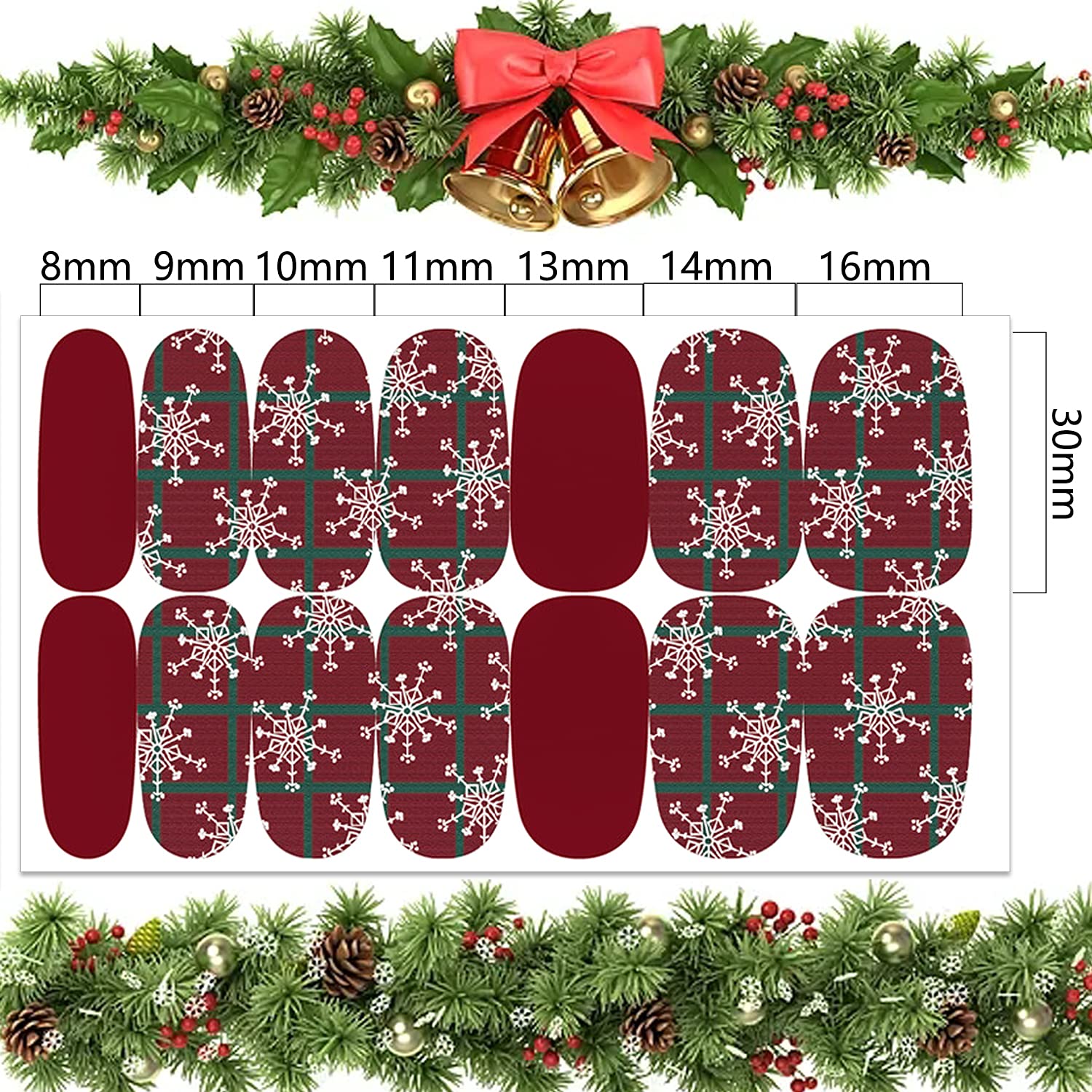 WOKOTO 20 Sheets Christmas Nail Stickers - Santa Claus, Elk, Snowman & Tree Designs | Easy Stick-On Nail Polish Strips & Wraps for Women | Perfect for Holiday Parties, Gift Giving & Festive Nail Art
