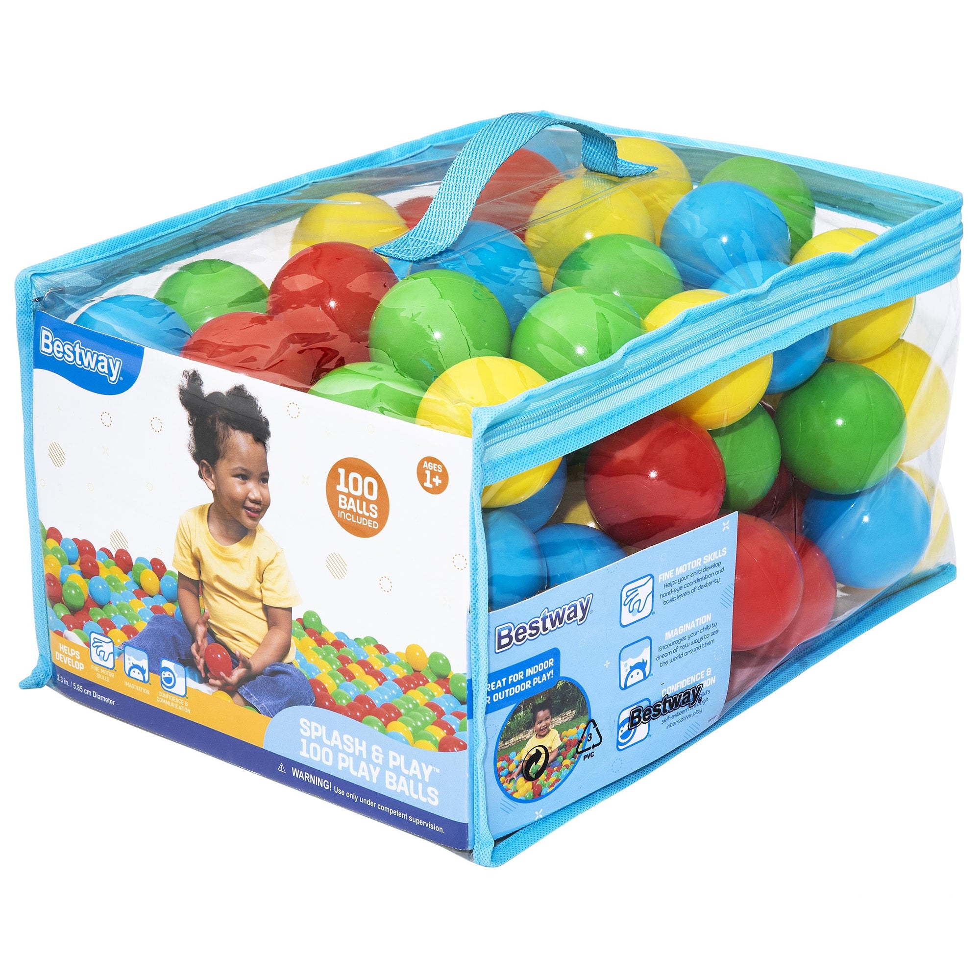 Bestway Splash & Play 100-Piece Colorful Play Balls Set for Kids - Perfect for Ball Pits, Swimming Pools, Backyard Fun & Indoor Playtime