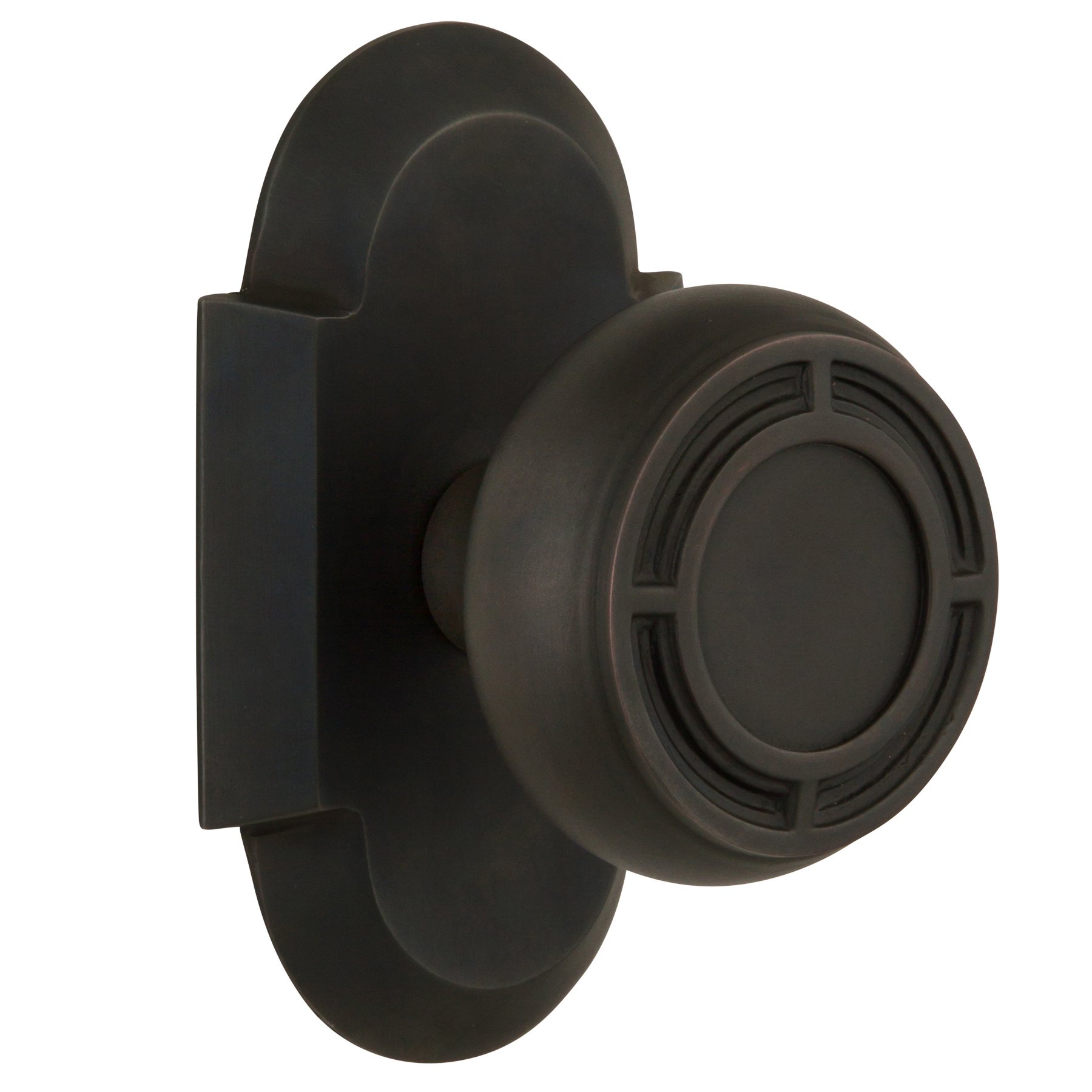 Vintage Style Cottage Plate with Mission Door Knob - Double Dummy Set in Oil-Rubbed Bronze Finish | Perfect for Farmhouse, Craftsman & Cottage Style Home Renovations