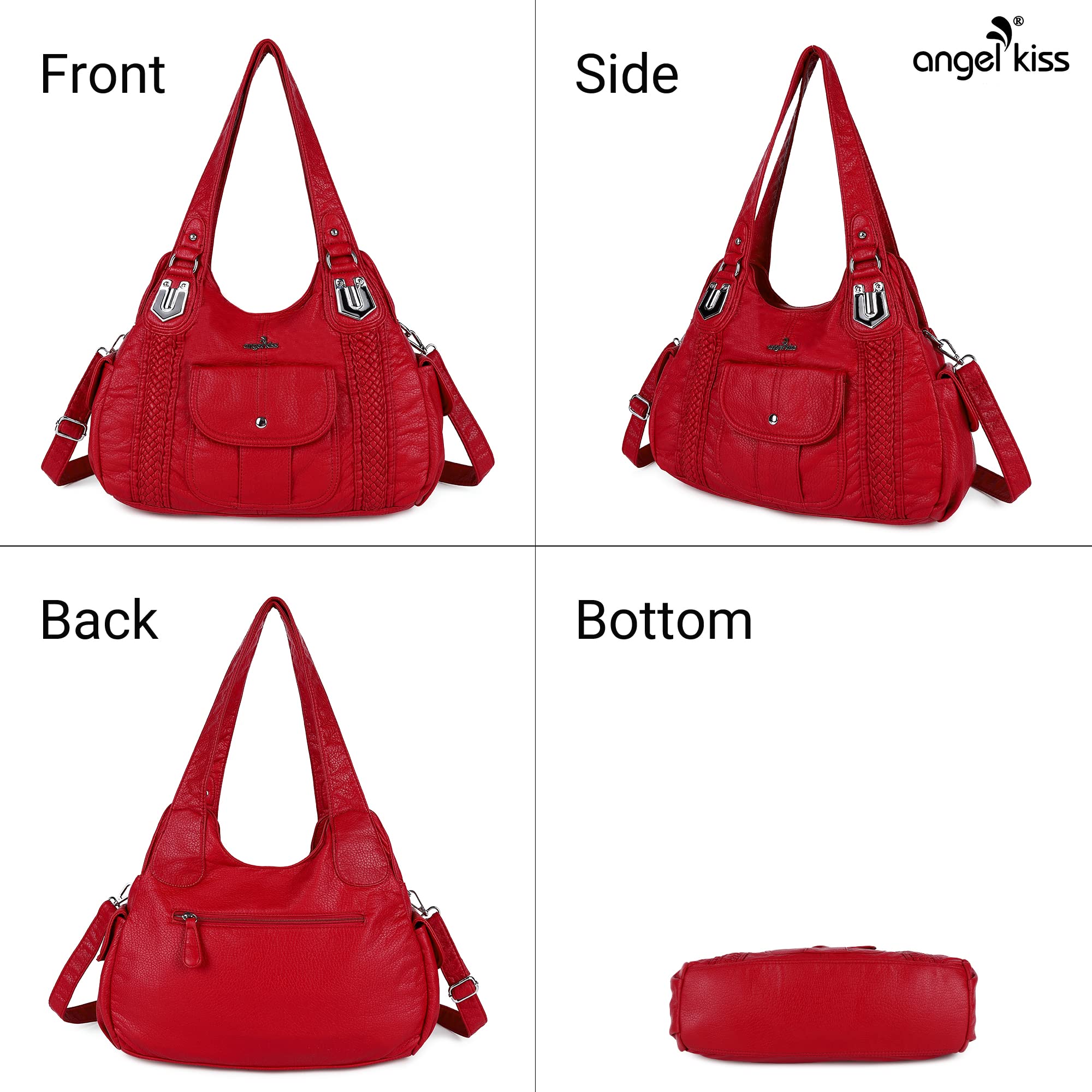 Angelkiss Women's Vegan Leather Crossbody Bag - Stylish Hobo Satchel Shoulder Tote Purse for Work, Travel & Everyday Use