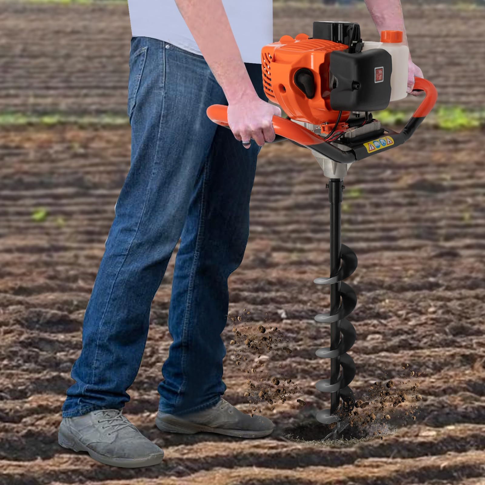 52CC Gas Powered Post Hole Digger with 3 Auger Bits (4