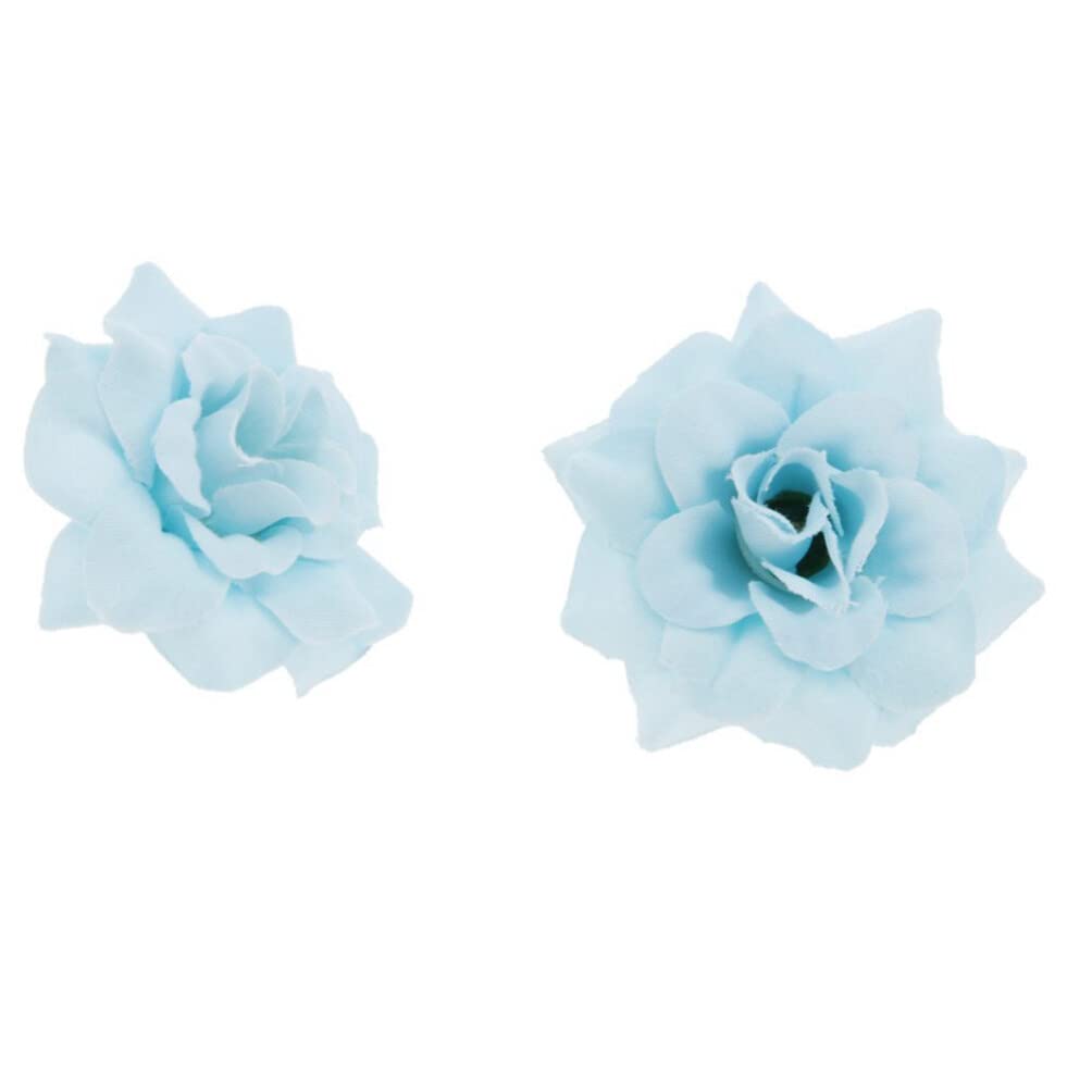 50pcs Blue Silk Artificial Rose Flowers - Mini Stemless Rose Heads for Home Decor, Garden, Wedding, Party & Romantic Events - Perfect for DIY Crafts, Centerpieces, Bouquets and Table Arrangements