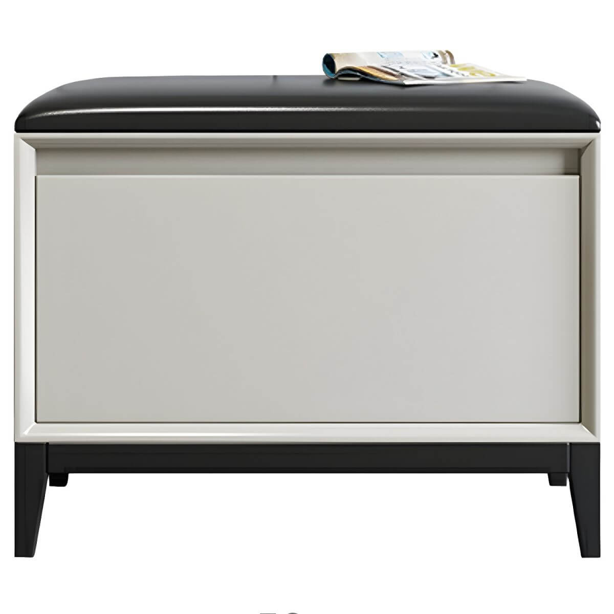 Modern Black Faux Leather Rectangle Storage Ottoman with Wood Frame and Nailhead Trim - Stylish Living Room Footrest, Bedroom Bench & Hidden Storage Solution for Home Decor
