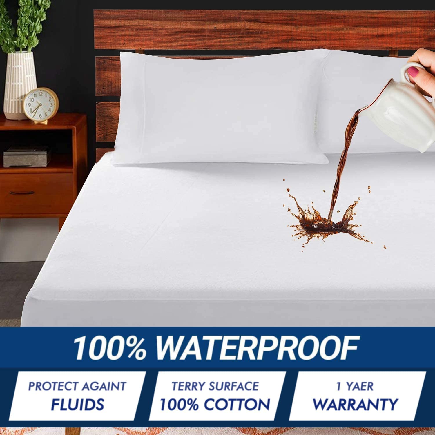 **Dudu N Girlie Waterproof Mattress Protector for Single Bed - 100% Waterproof, Anti-Allergy, Breathable Fitted Sheet (90x200cm) - Ideal for Kids' Rooms, Guest Beds & Allergy Relief**