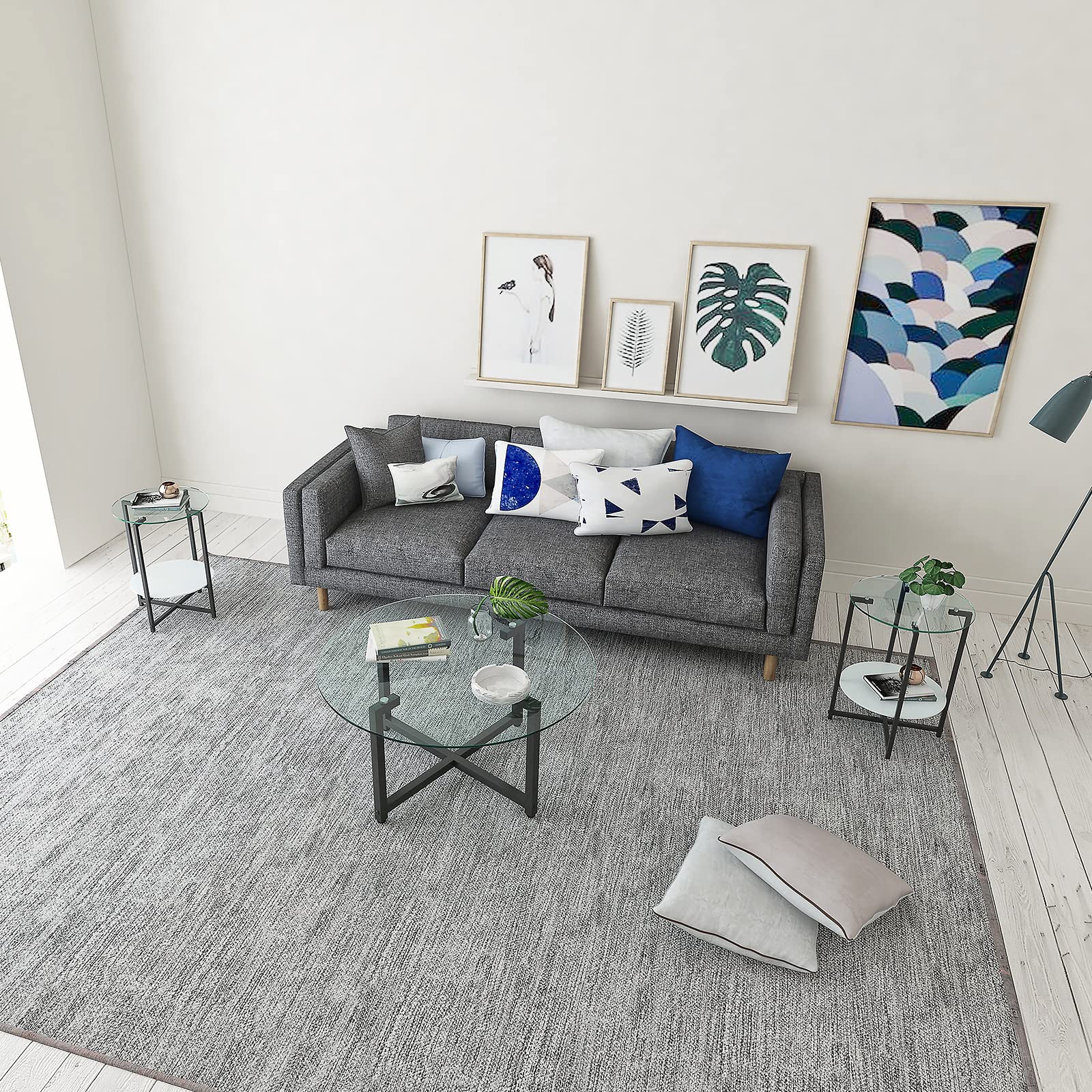 3-Piece Clear Glass Round Coffee Table Set with Metal Frame & Tempered Glass - Modern Living Room Furniture for Home Decor, Coffee Table and End Tables Combo - Perfect for Small Spaces, Apartments and Cozy Living Rooms