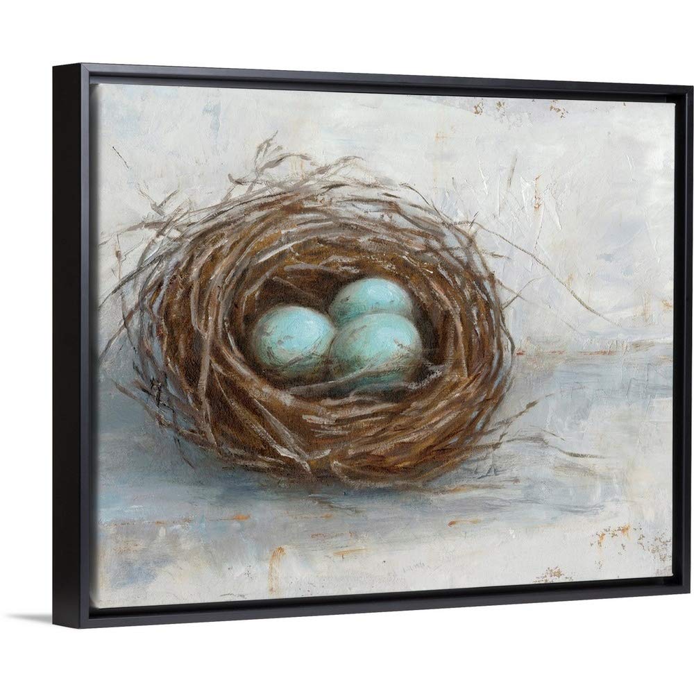 Rustic Black Bird Nest Float Frame Canvas Art - Easter Home Decor for Living Room, Bedroom & Office Wall