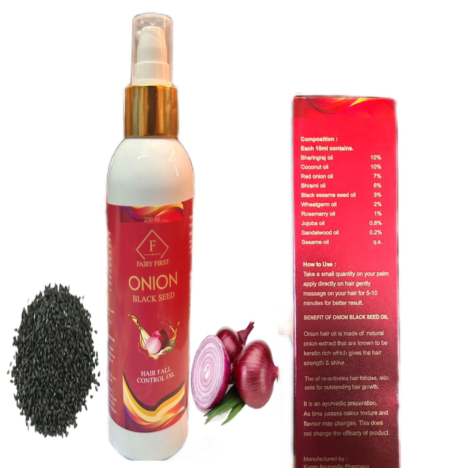 ELITEWAVE Onion Hair Oil for Hair Growth & Hair Fall Control - 200ML with Natural Ingredients | Promotes Thicker, Stronger Hair | Perfect for Daily Scalp Massage & Damaged Hair Repair