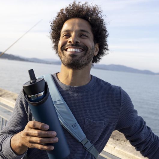 24 oz Wide Mouth Water Bottle with Flex Straw Cap - Leak Proof & BPA Free - Perfect for Gym, Hiking, Travel & Everyday Hydration