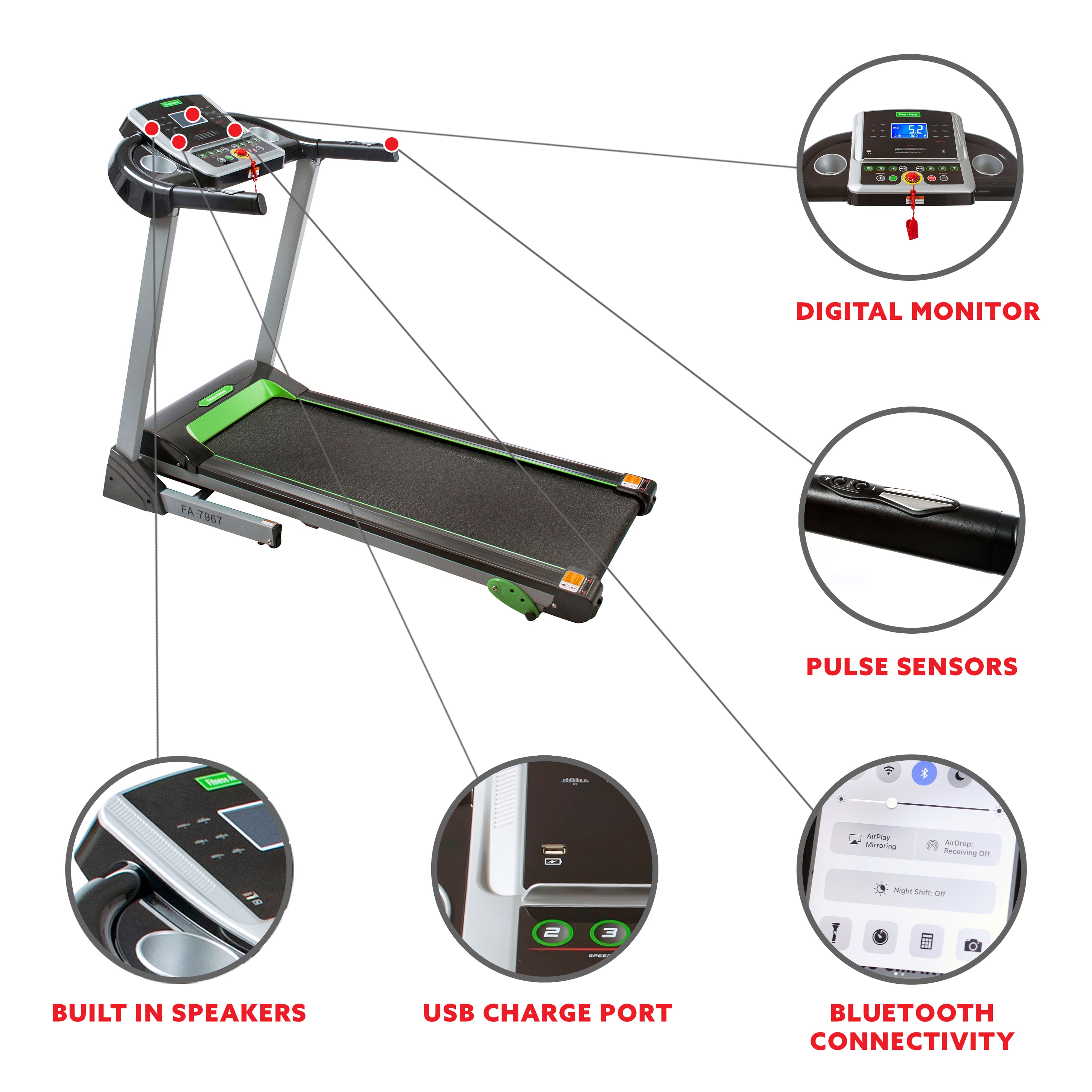 Fitness Avenue Manual Incline Treadmill with Bluetooth & Speakers - Compact Home Gym Equipment for Cardio Workouts