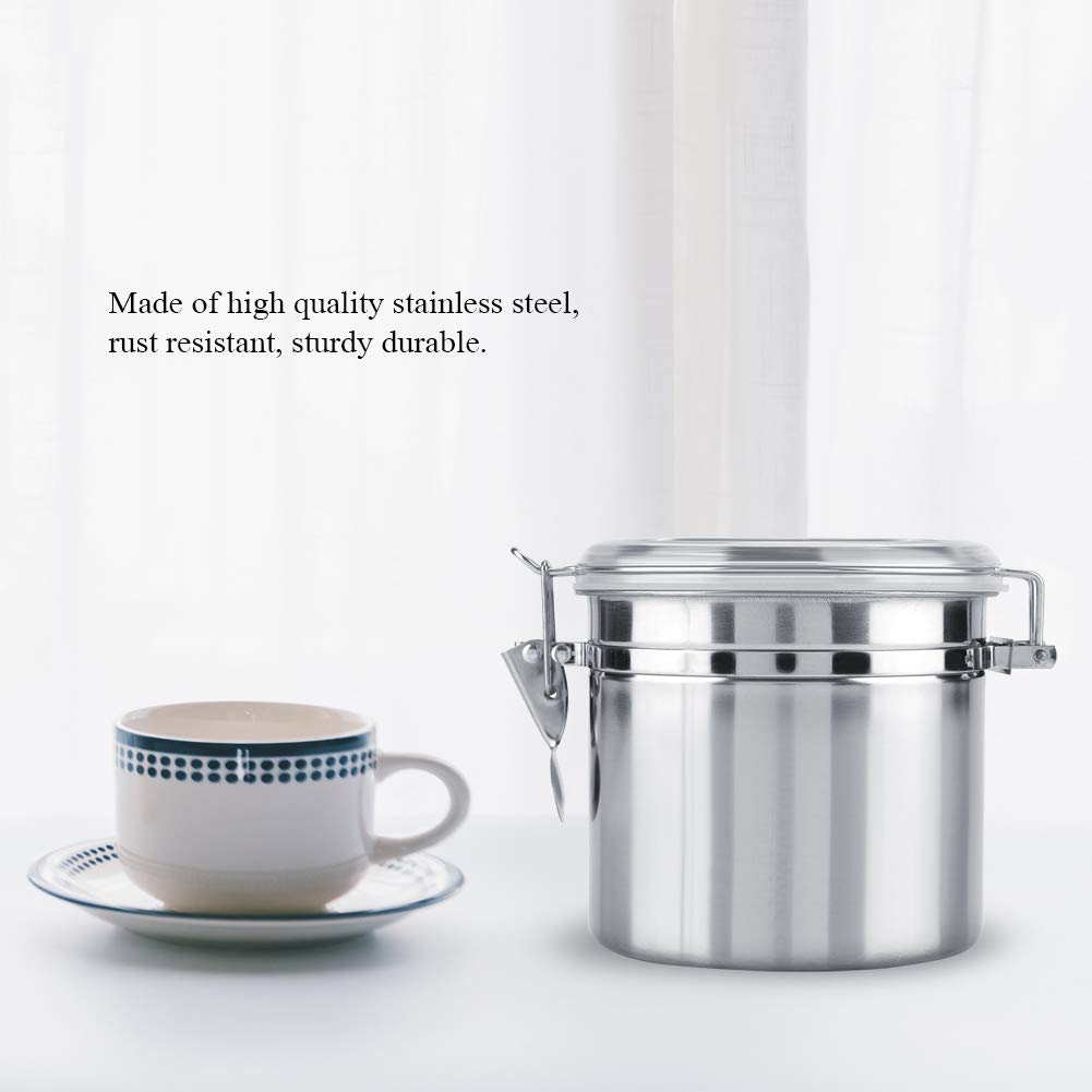 Stainless Steel Airtight Coffee Canister with Acrylic Lid - 37 oz Food Storage Container for Coffee, Tea, Flour, Sugar - Perfect for Kitchen Pantry Organization & Freshness Preservation