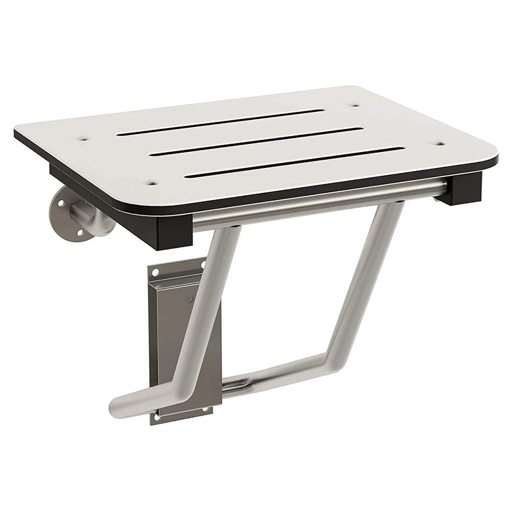 Bradley 9591-000 Bradex Folding Shower Seat - Phenolic Bariatric Surface Mounted with Matte Finish | Non-Slip Bath Seat for Elderly & Disabled | Ideal for Home, Hospital & Assisted Living Bathrooms