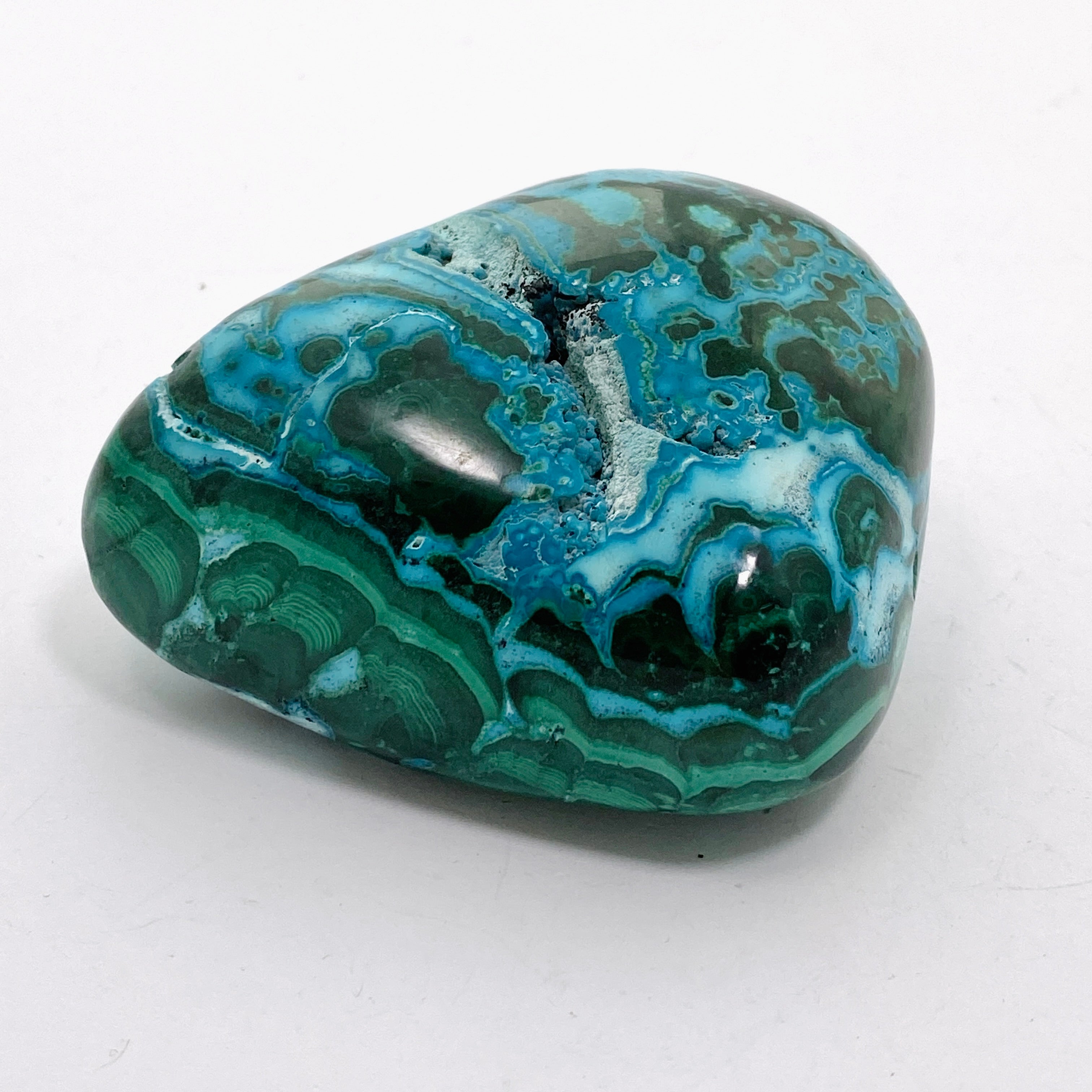 Natural Malachite and Chrysocolla Polished Freeform Stone - Congo CR3751 | Healing Crystal for Meditation, Jewelry Making & Home Decor