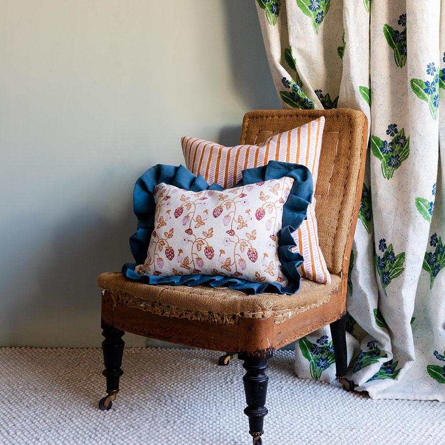 Strawberry Copper Cushion with Frill - Soft and Stylish Home Decor for Living Room, Bedroom, or Nursery