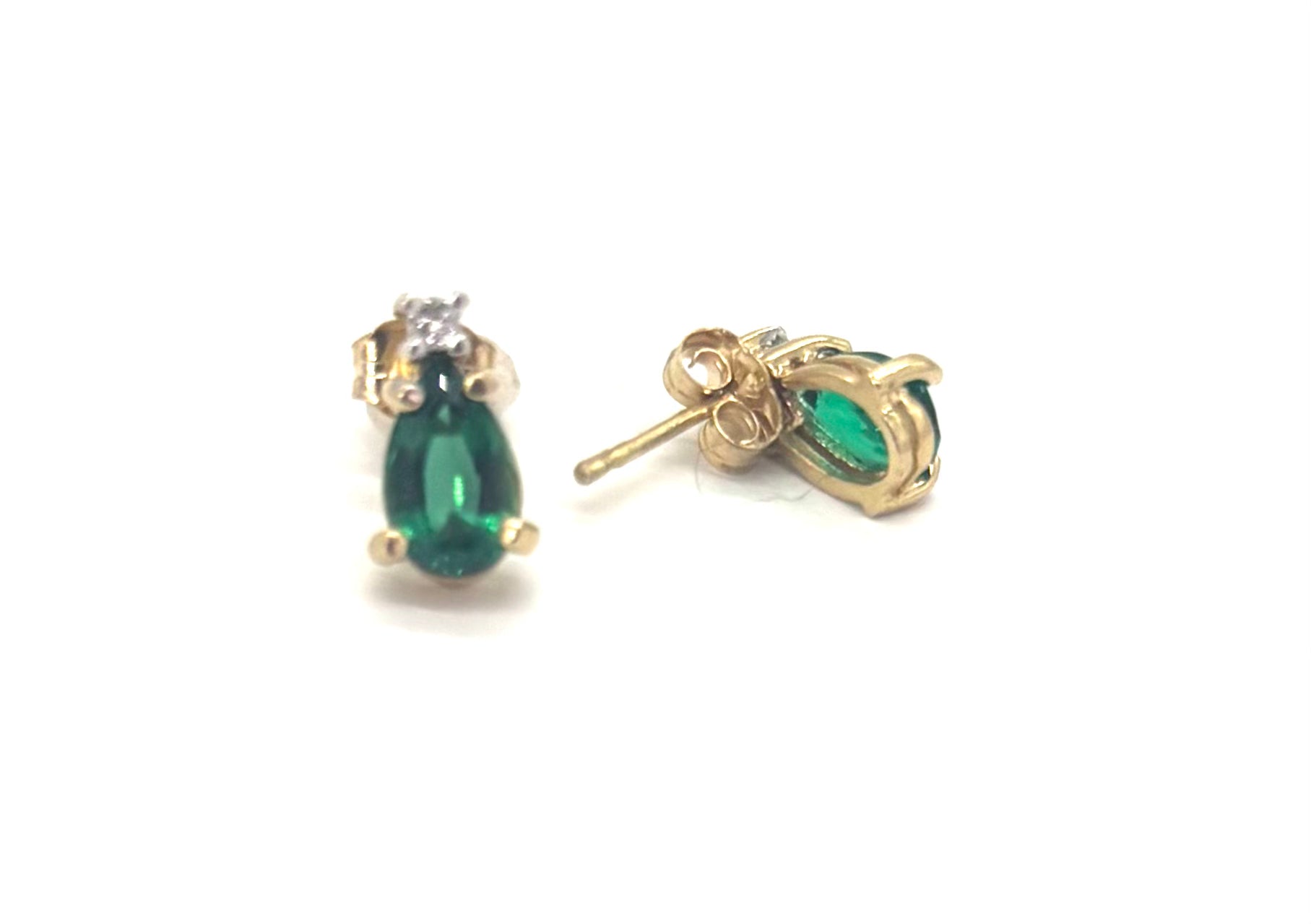 14K Gold Emerald Pear Stud Earrings for Women - Dainty Green Gemstone Jewelry Gift for Birthday, Anniversary & Special Occasions