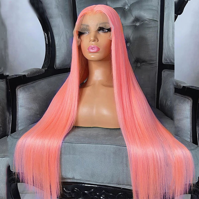 Eullair #613 Blonde Lavender Purple Pink Grey Straight Human Hair Wig with 13x4 Transparent Lace Frontal for Women | Perfect for Cosplay, Daily Wear & Special Occasions