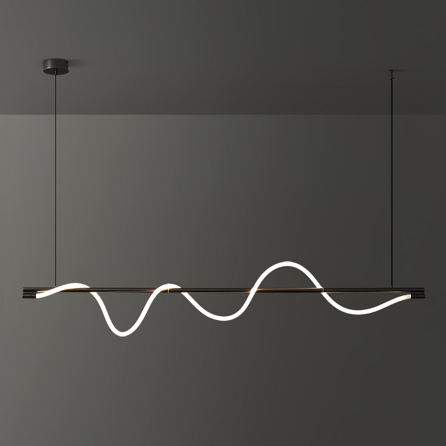 Modern Linear Curve Island Pendant Lamp - Sleek Hanging Light Fixture for Kitchen, Dining Room & Living Room - Perfect for Home Decor & Interior Design