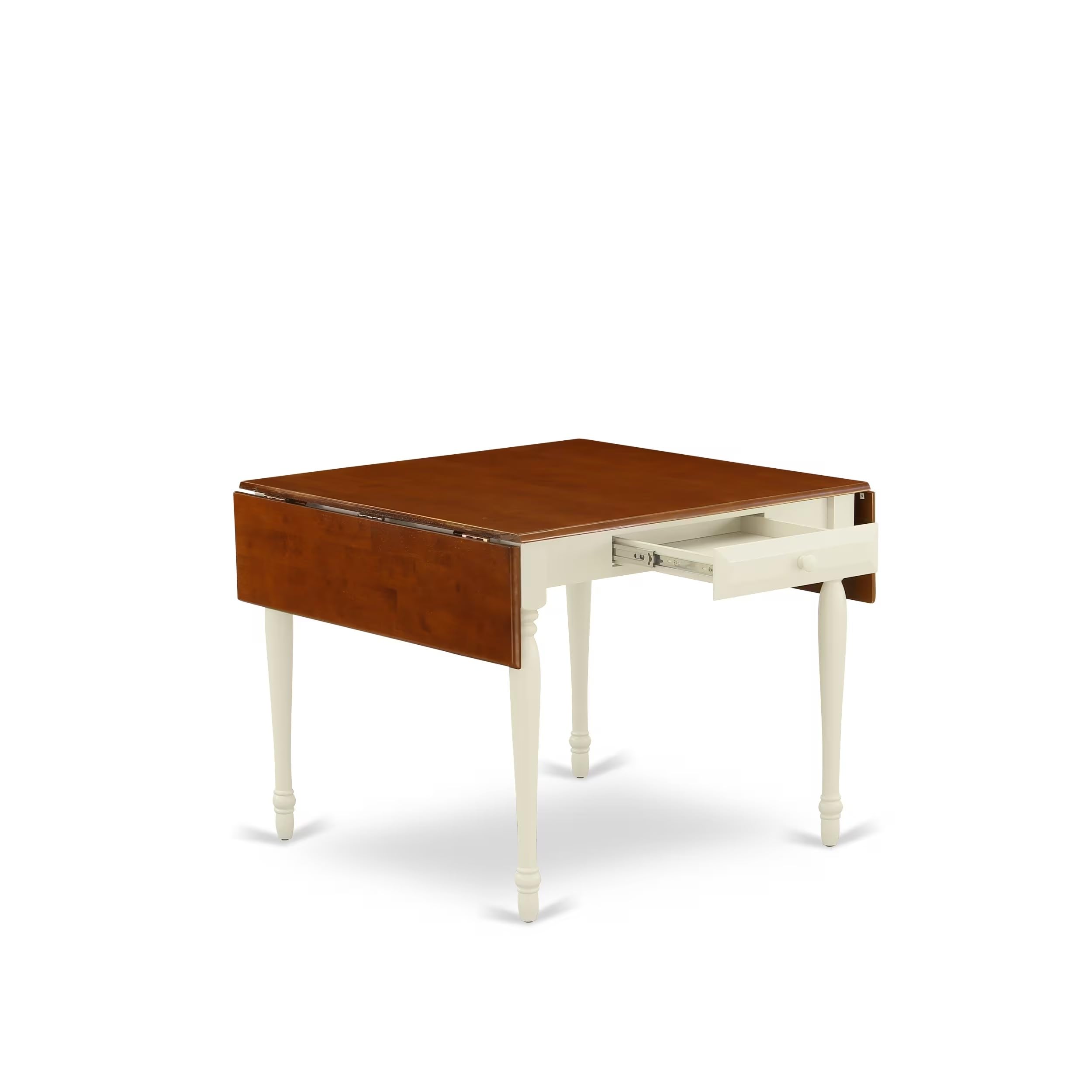 East West Furniture 3 Piece Dining Room Table Set - 36x54 Inch Rectangle Kitchen Table with Drop Leaf & 2 Chairs, Buttermilk & Cherry Finish - Perfect for Small Spaces, Breakfast Nooks & Apartment Dining
