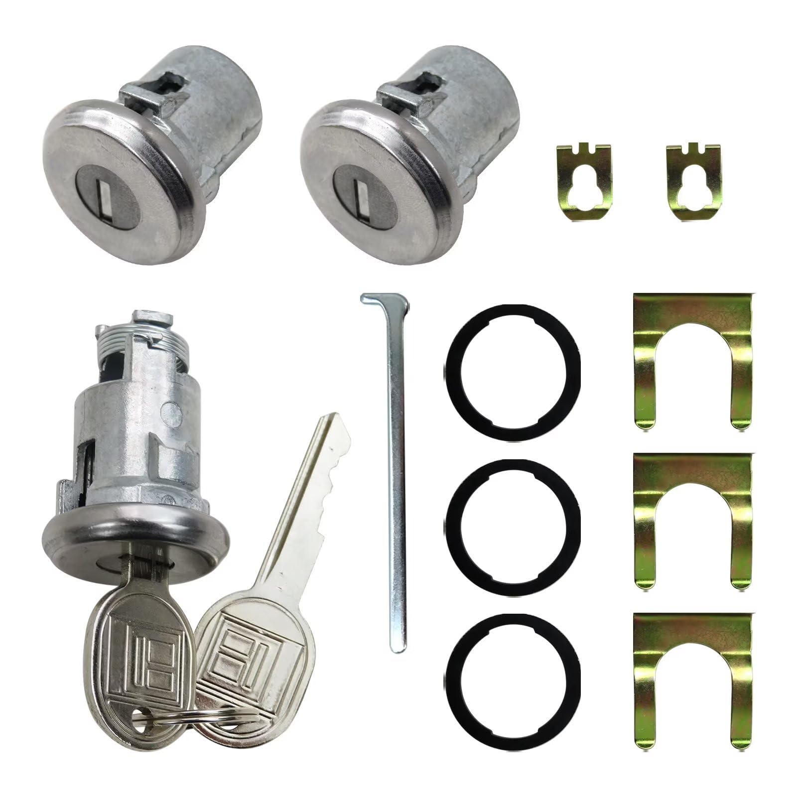 Car Door Trunk Key Lock Cylinder Set with 2 Keys - Replacement for Chevelle Malibu Monte Carlo Camaro (Part# 654394765282) | Auto Repair & Restoration Accessories