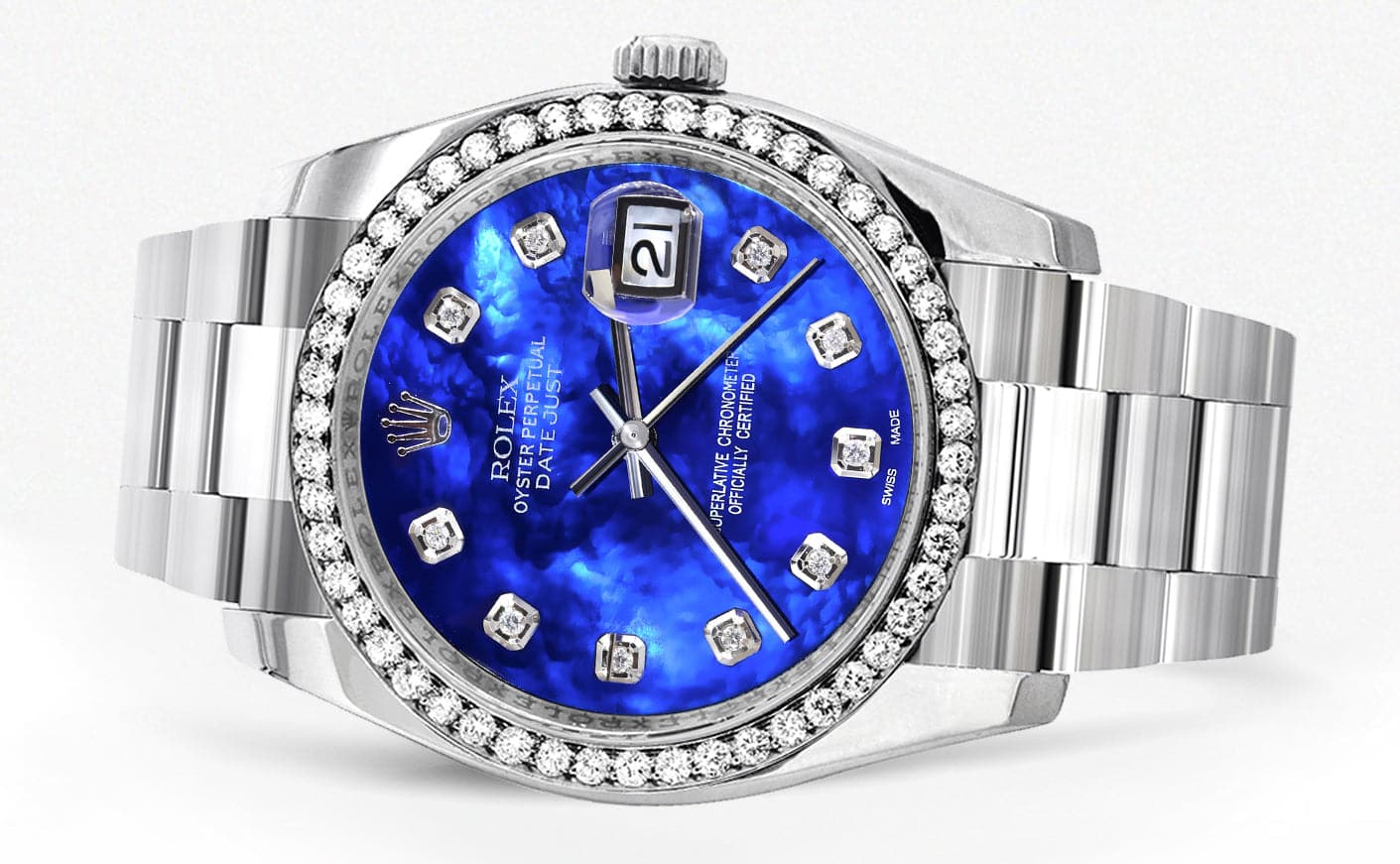 Rolex Datejust 36mm Watch - Blue Mother of Pearl Dial & Oyster Band | Luxury Men's Dress Watch for Business, Wedding & Formal Occasions