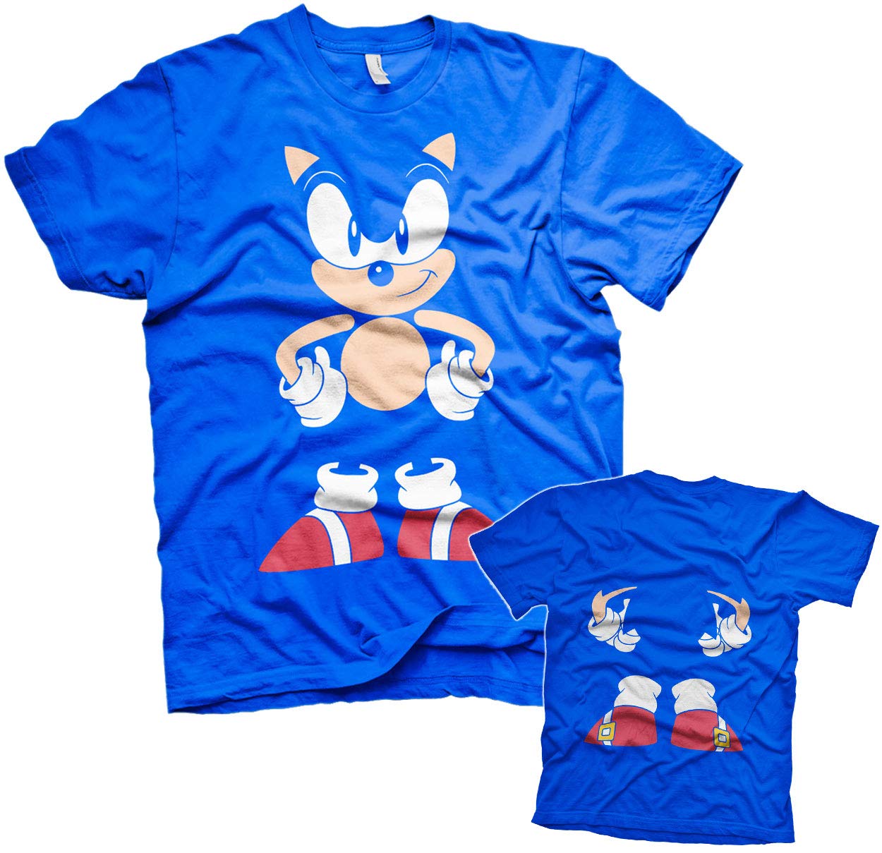 Sonic The Hedgehog Officially Licensed Men's T-Shirt - Front & Back Graphic, Blue Cotton Tee, Medium Size - Perfect for Gaming, Cosplay & Casual Wear