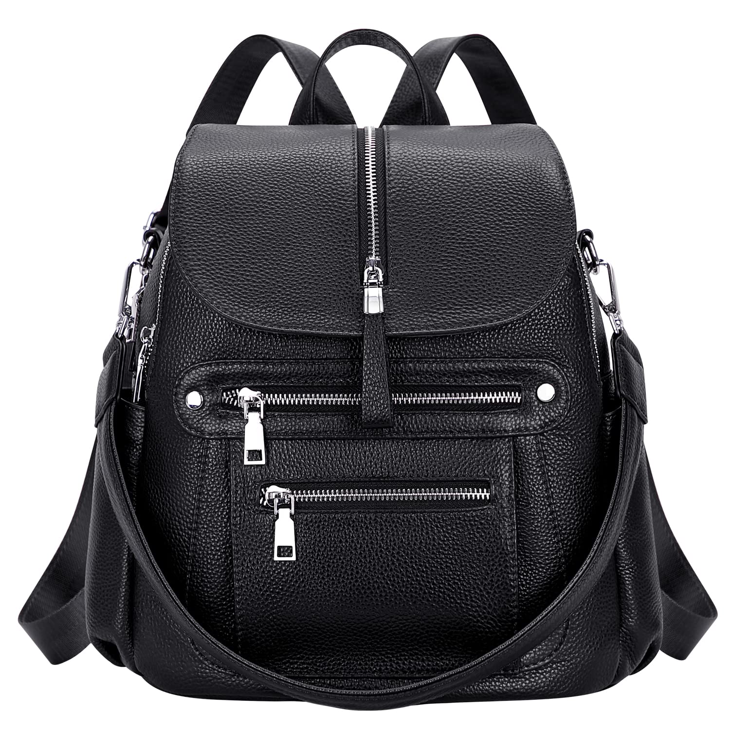 ALTOSY Women's Leather Backpack Purse - Stylish Casual Handbag with Multiple Pockets & Flap Closure - Perfect for Work, Travel & Everyday Use