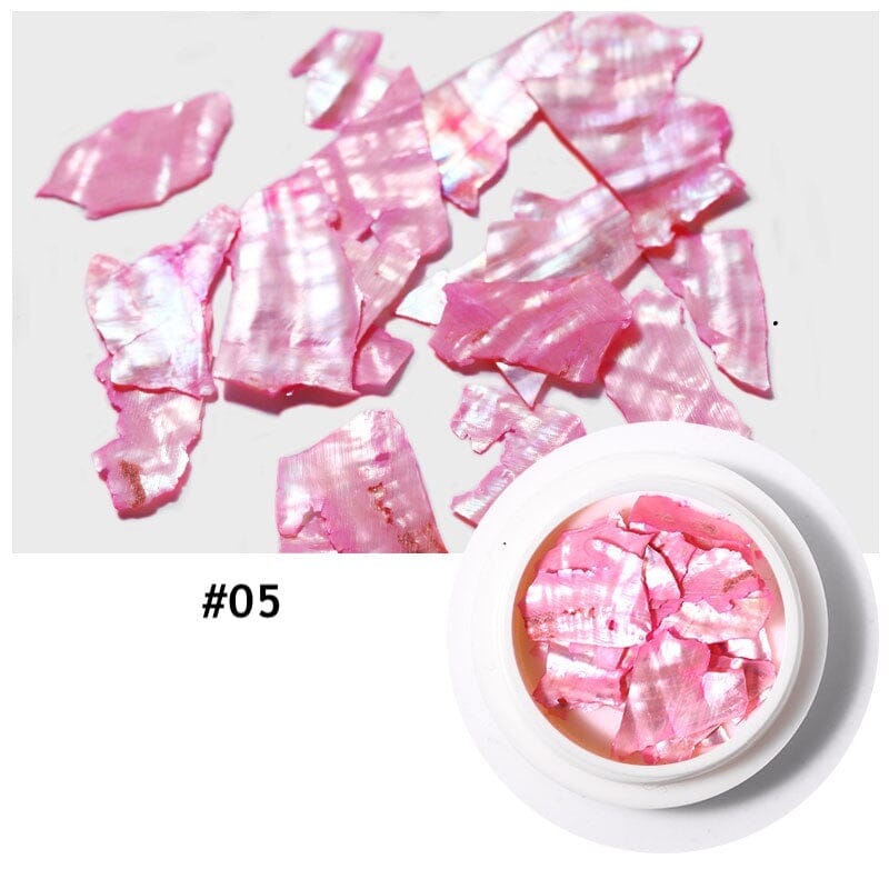 Natural Shell Slices for Nail Art - 100pcs Seashell Decorations in Glass Jar | DIY Nail Design, Beach Wedding, Home Decor & Craft Projects