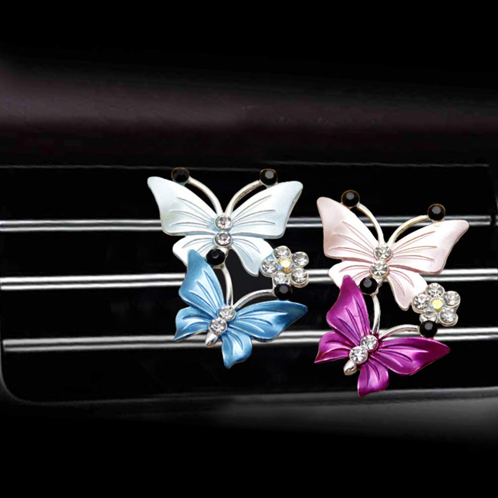 2Pcs Car Air Vent Diffuser Clips - Aromatherapy Vent Decorations with Refillable Pads (Rosy & Blue) - Perfect for Freshening Your Car, Office, or Home